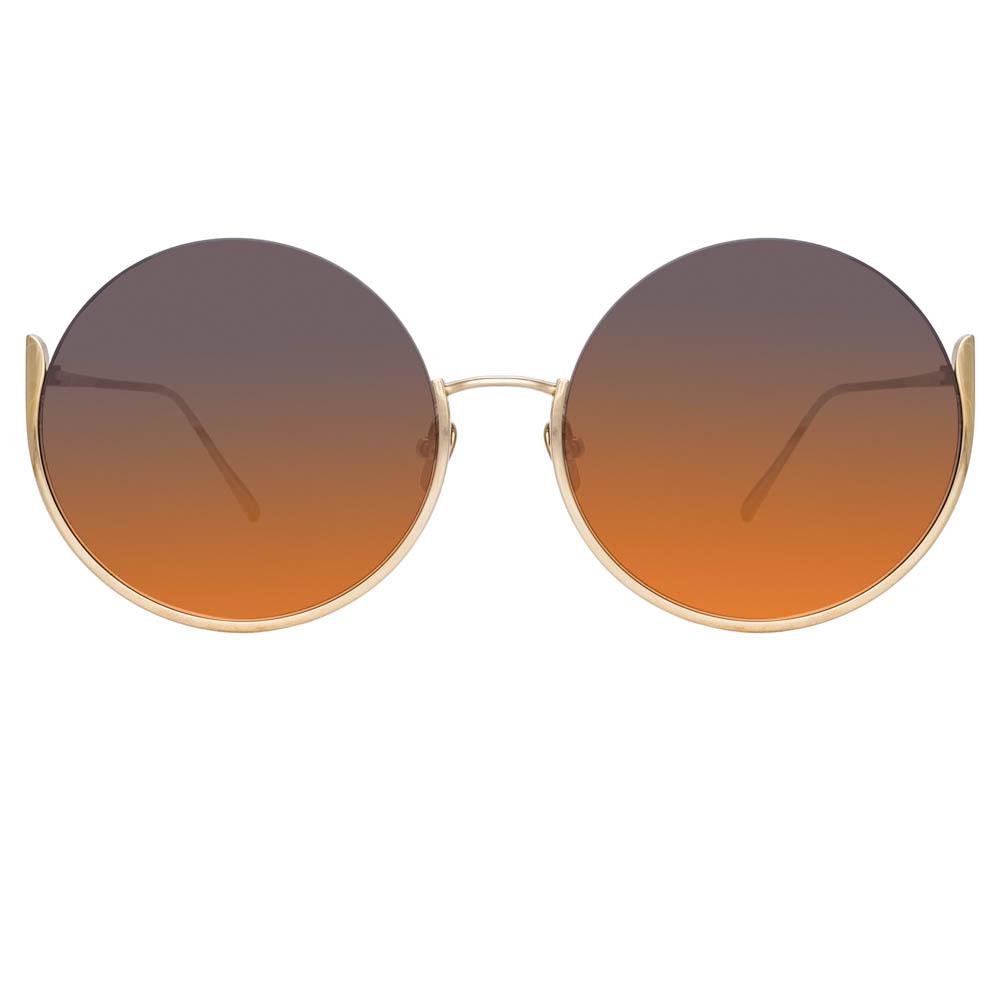 Olivia Round Sunglasses in Yellow Gold