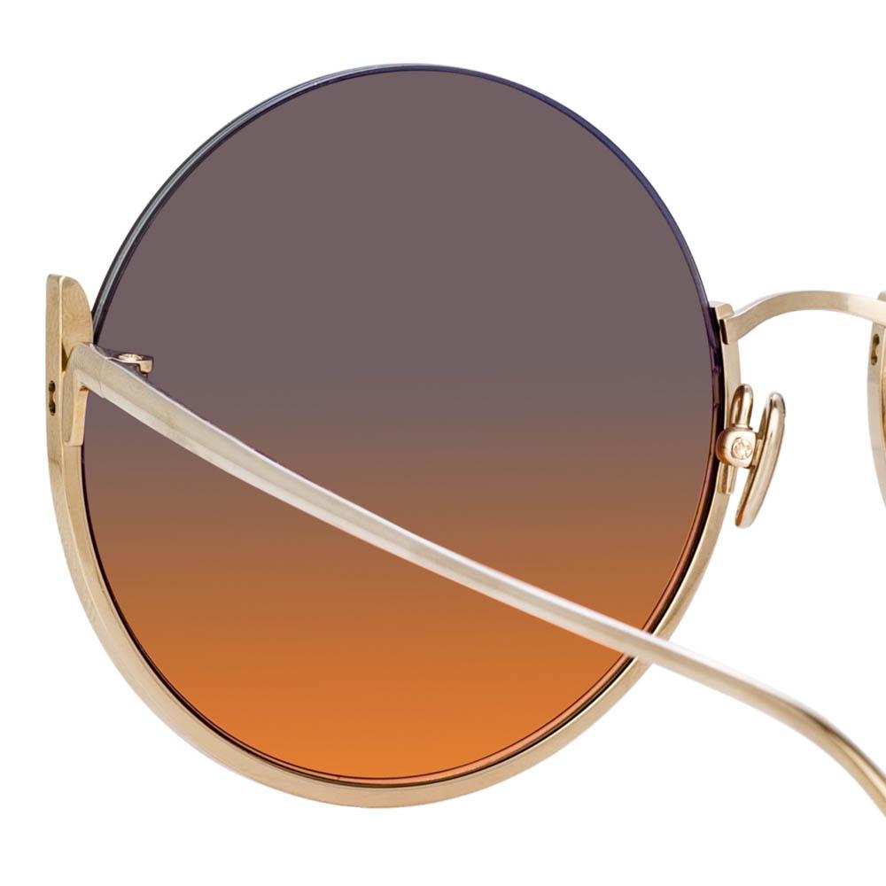 Olivia Round Sunglasses in Yellow Gold