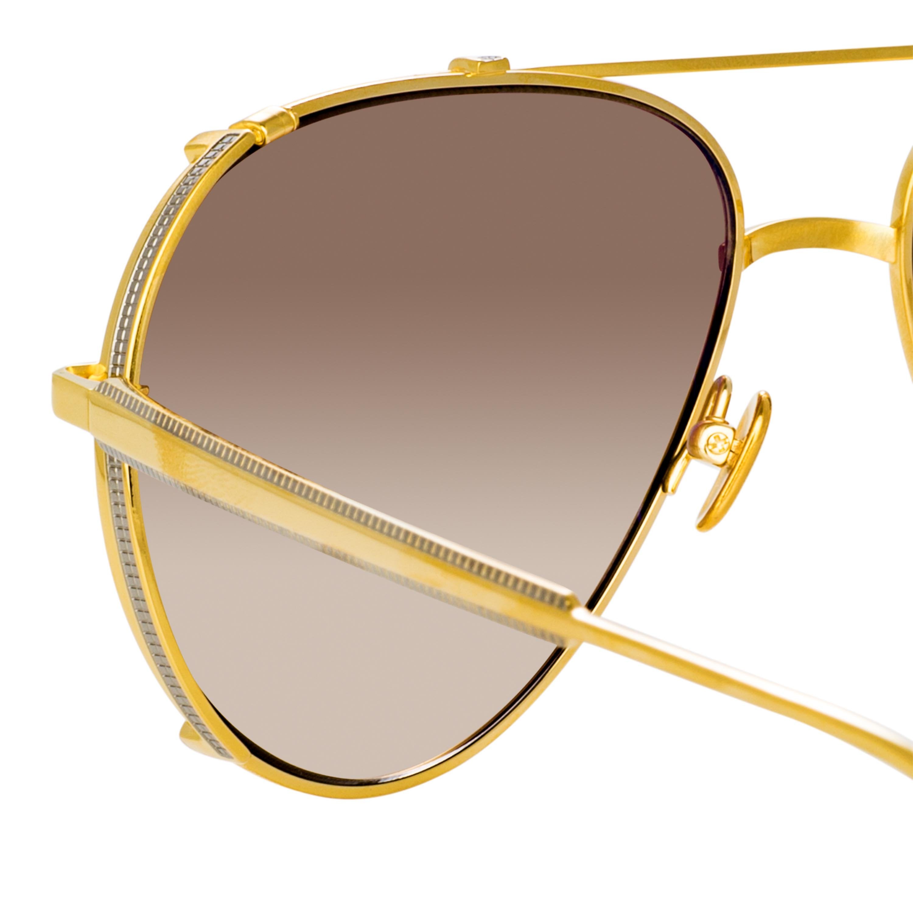 Newman Aviator Sunglasses in Yellow Gold