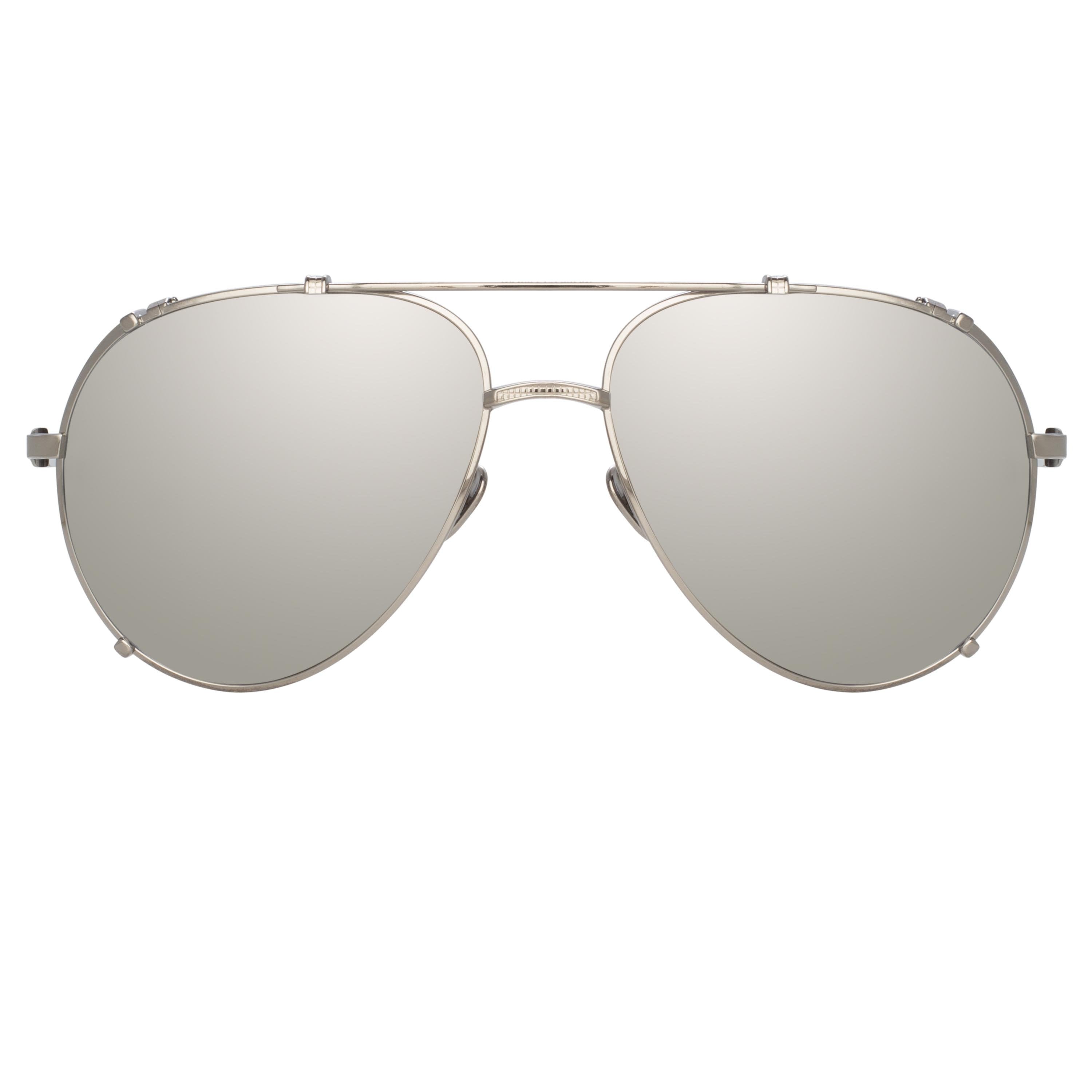 Newman Aviator Sunglasses in White Gold and Silver