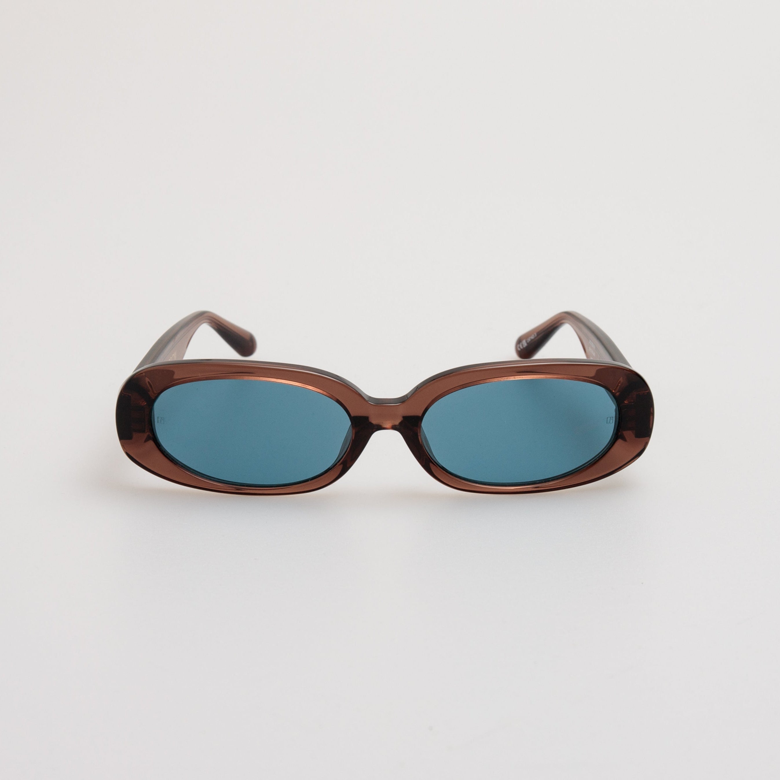 Cara Oval Sunglasses in Brown and Aqua