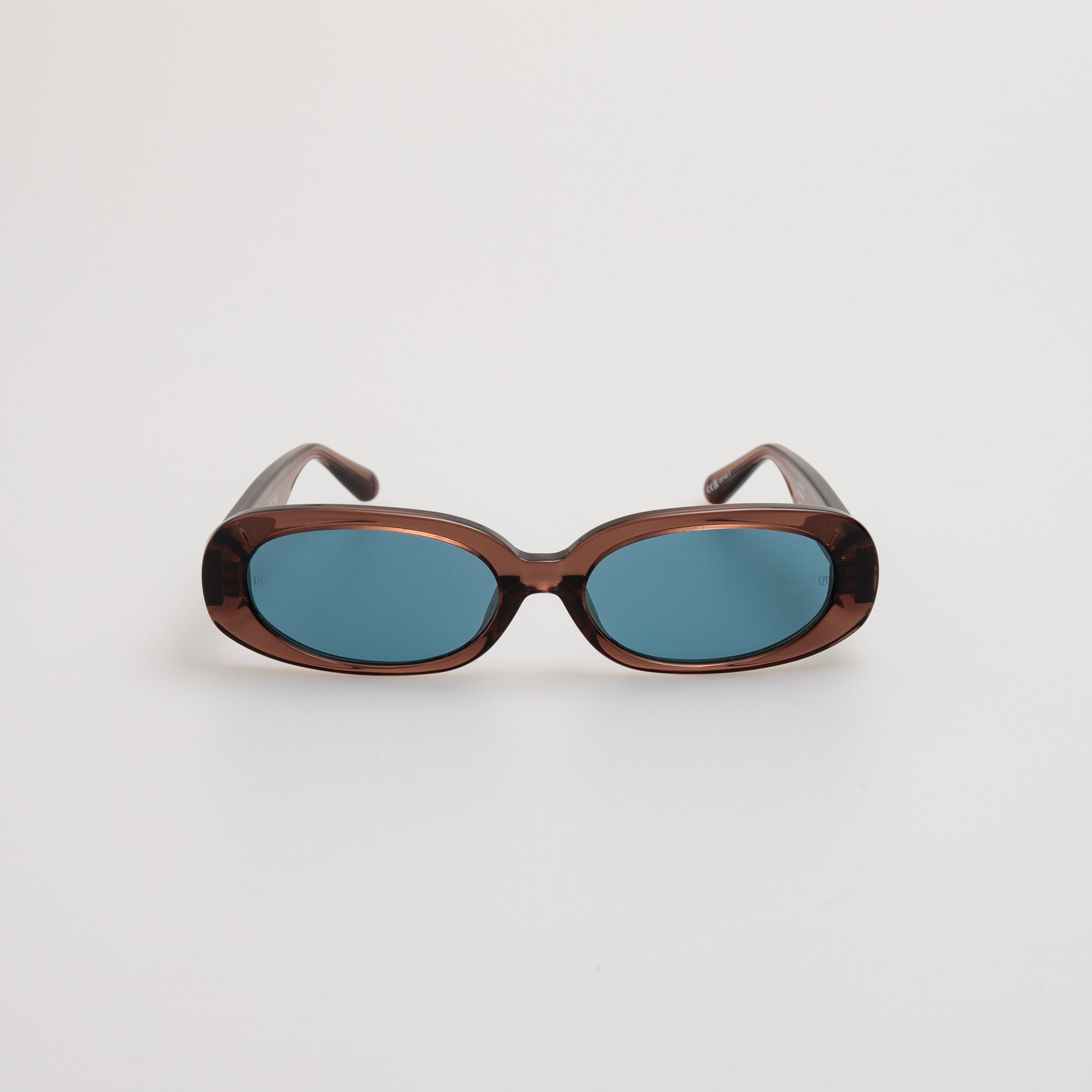 Cara Oval Sunglasses in Brown and Aqua