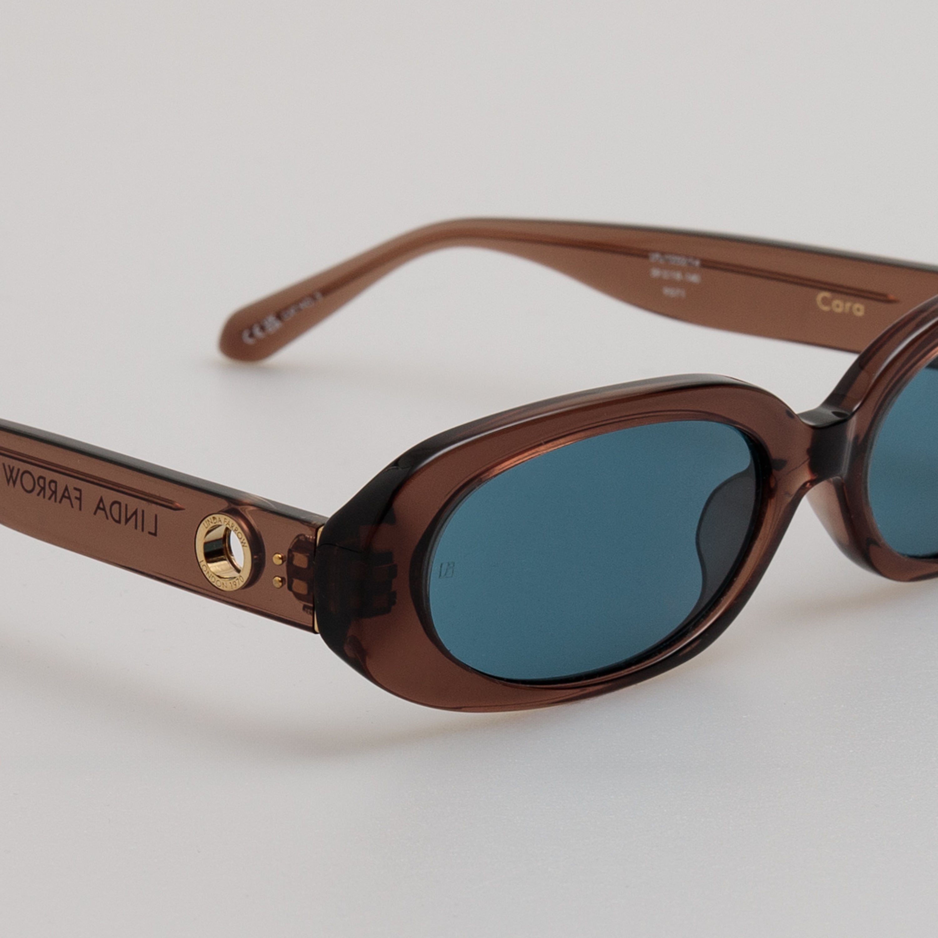 Cara Oval Sunglasses in Brown and Aqua