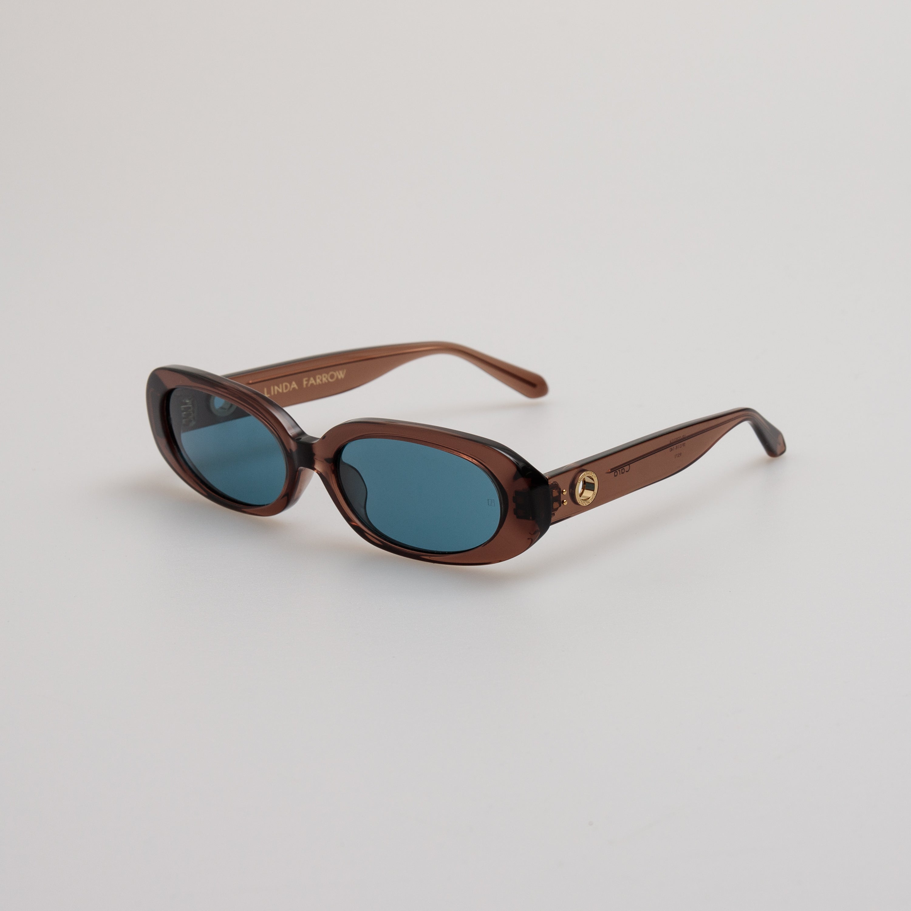 Cara Oval Sunglasses in Brown and Aqua