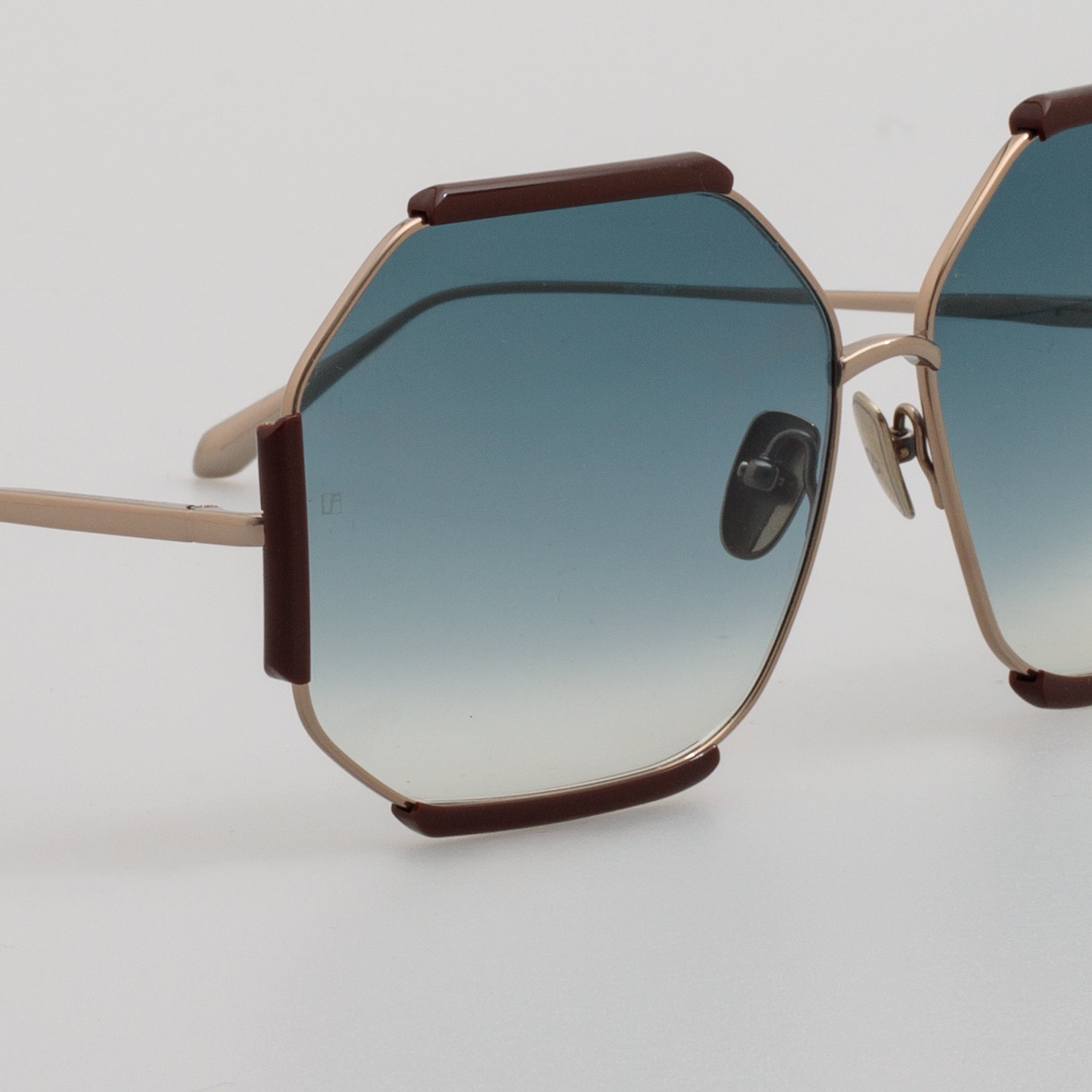 Margot Hexagon Sunglasses in Aqua