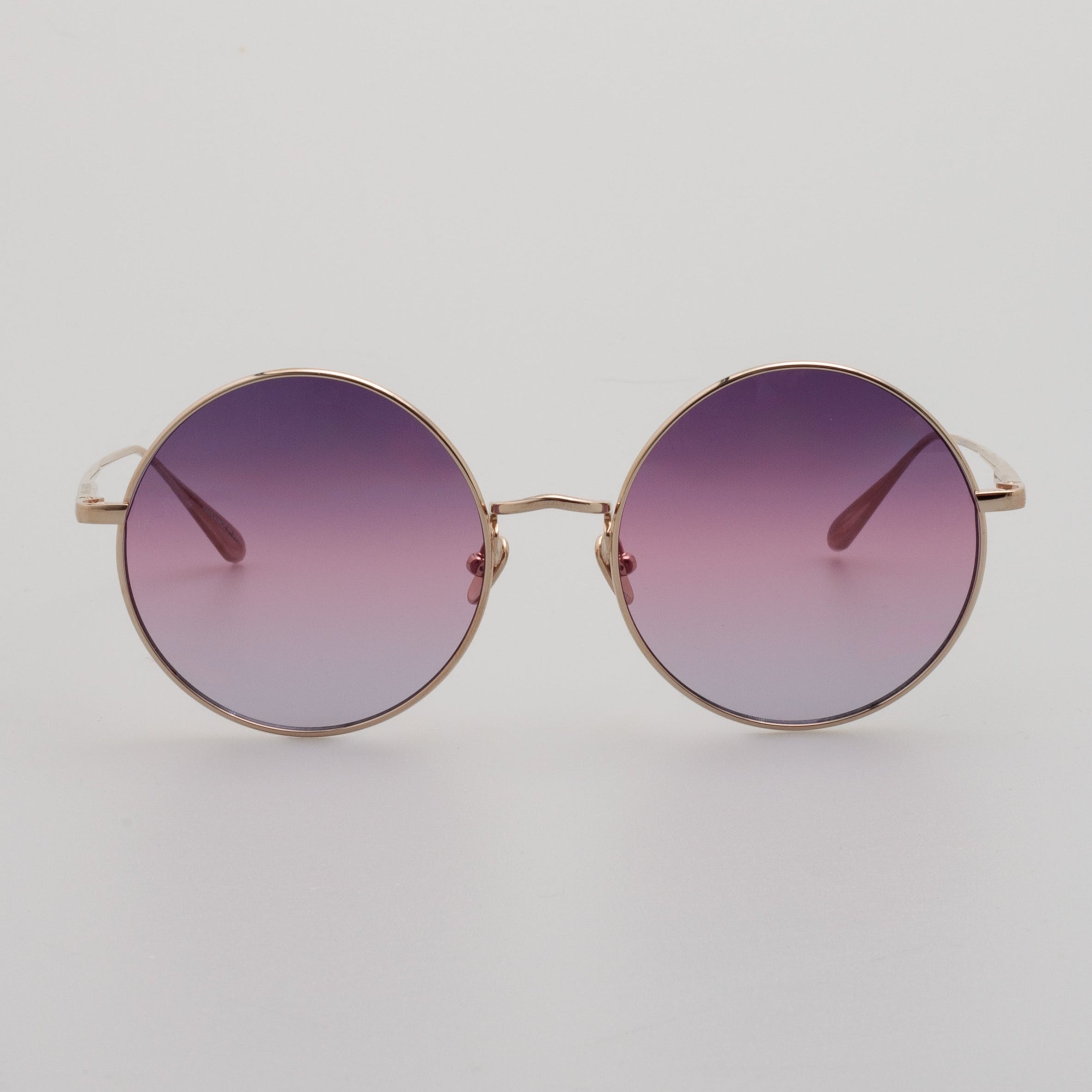 Bea Round Sunglasses in 22K Light Gold and Purple