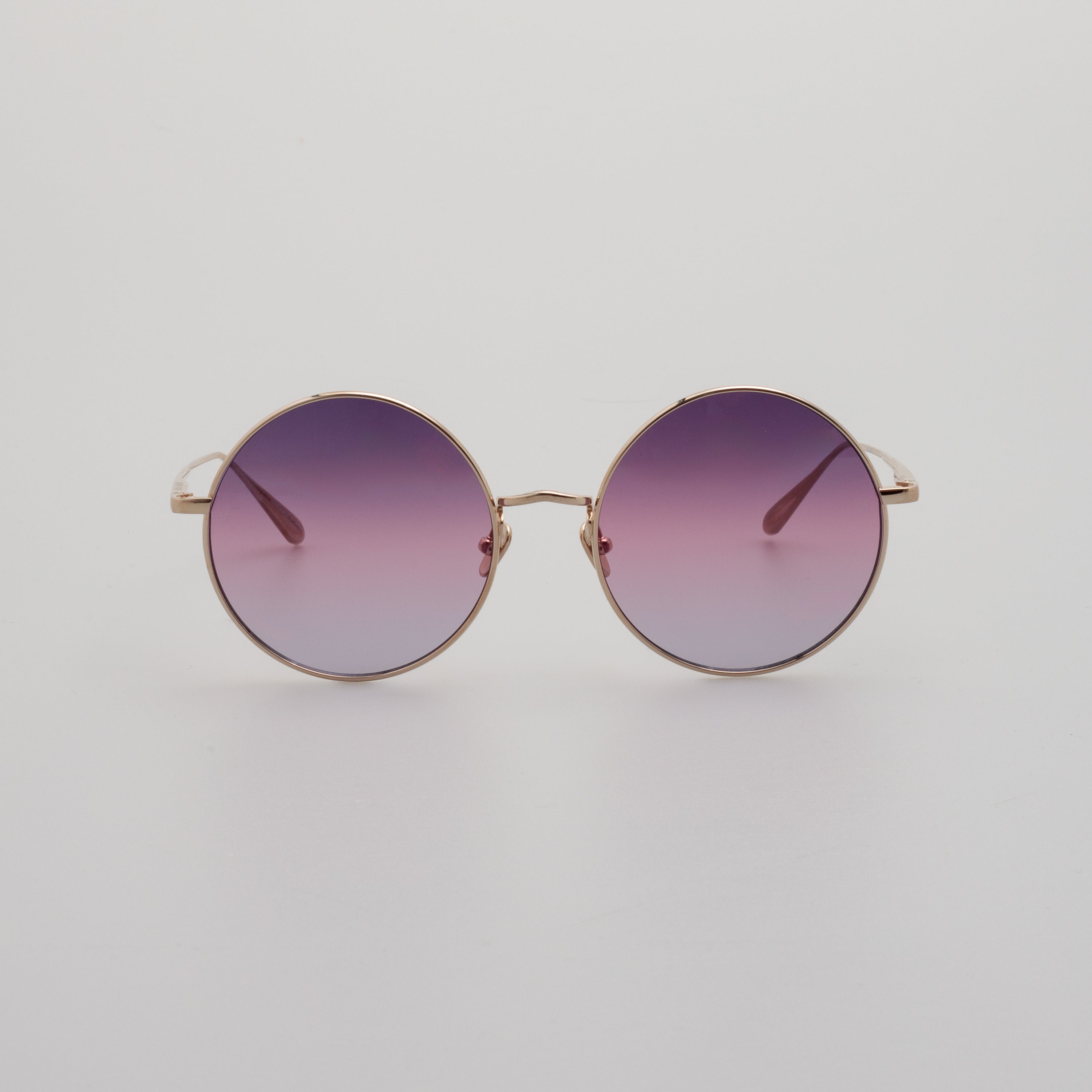 Bea Round Sunglasses in Light Gold and Purple