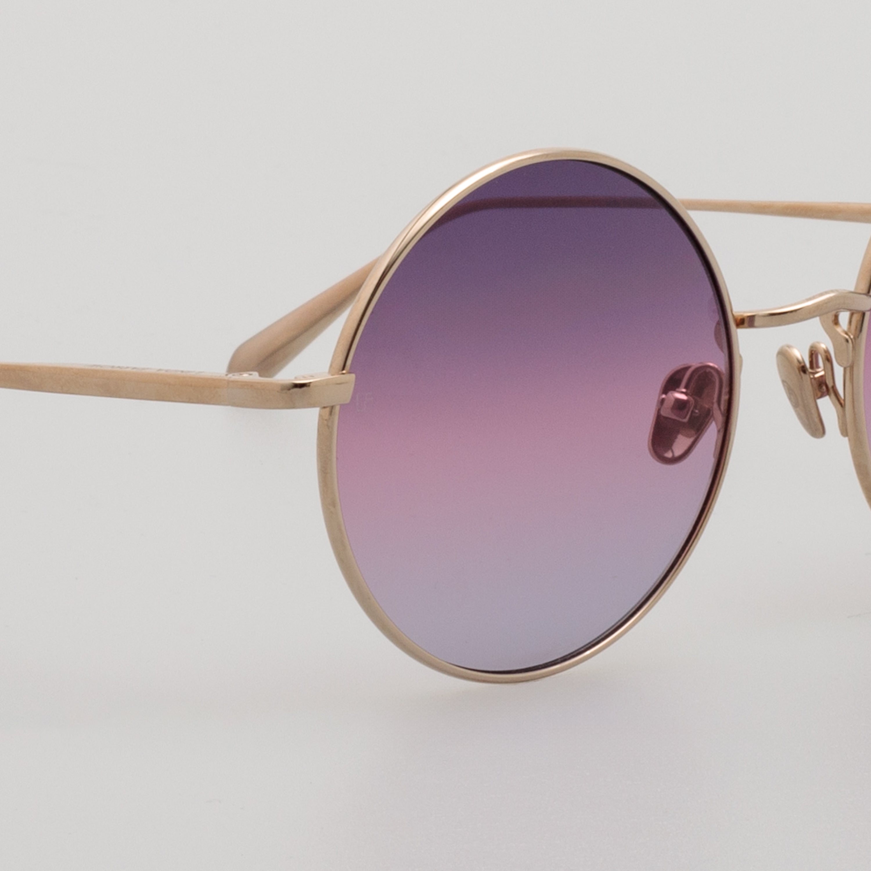 Bea Round Sunglasses in Light Gold and Purple