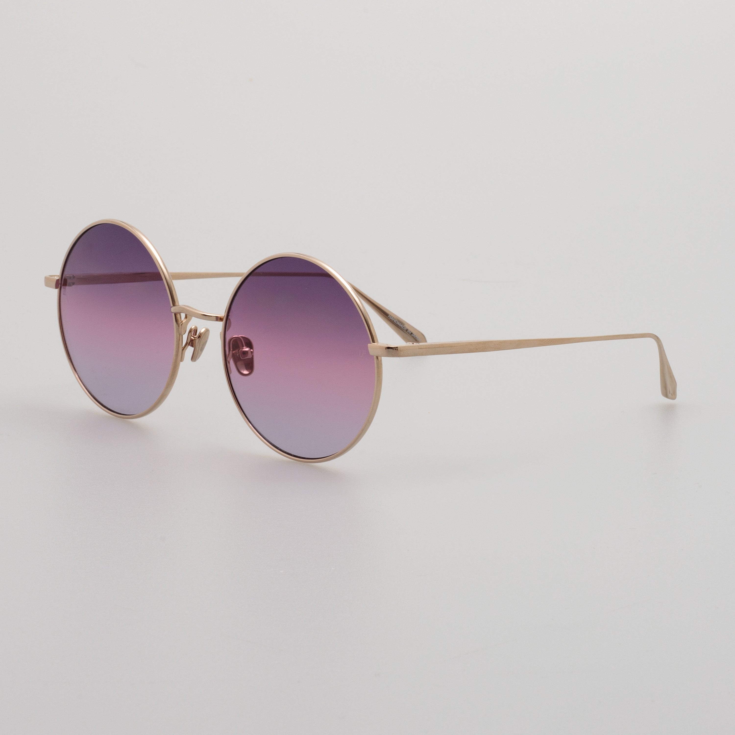 Bea Round Sunglasses in Light Gold and Purple