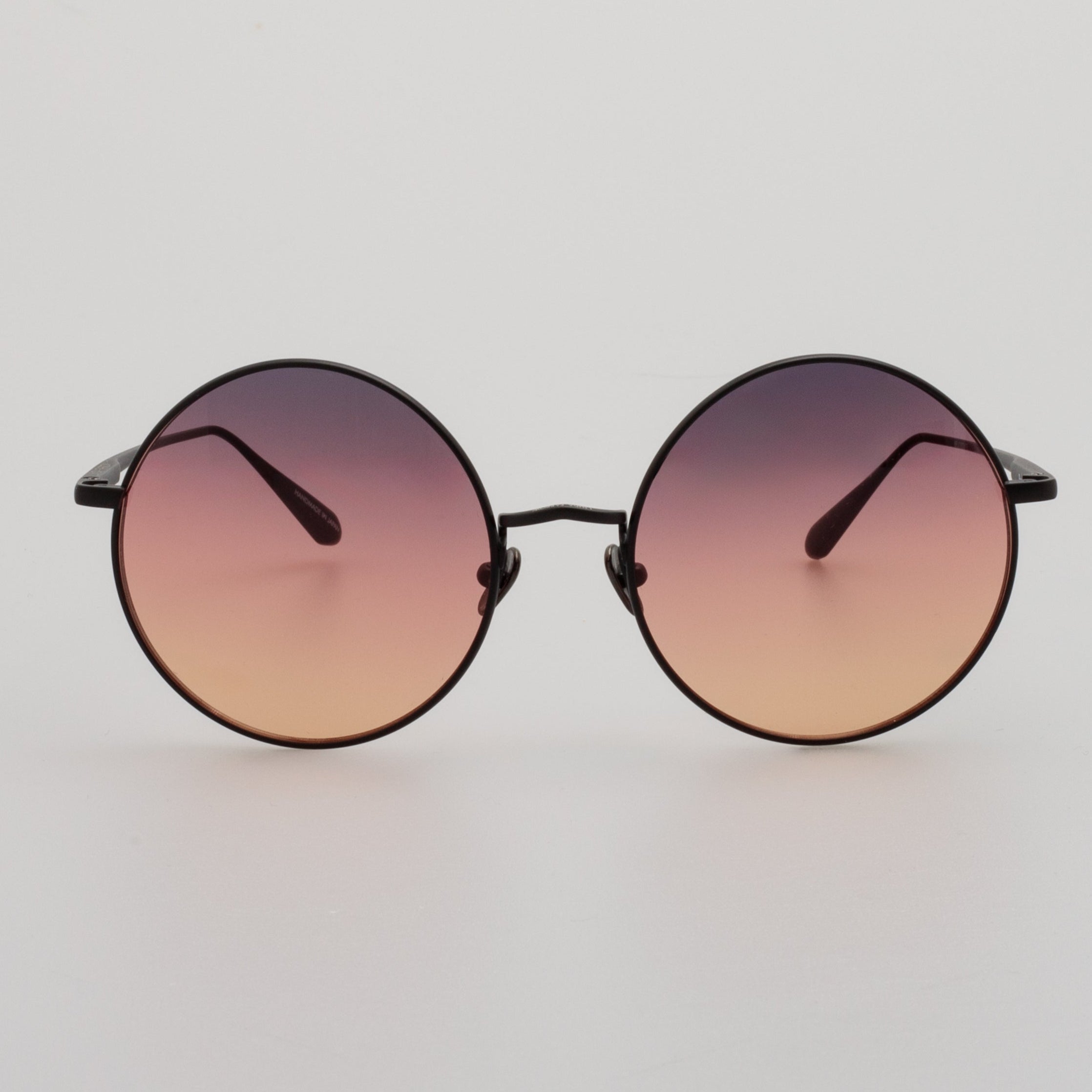 Bea Round Sunglasses in Matt Nickel and Sunset Lenses