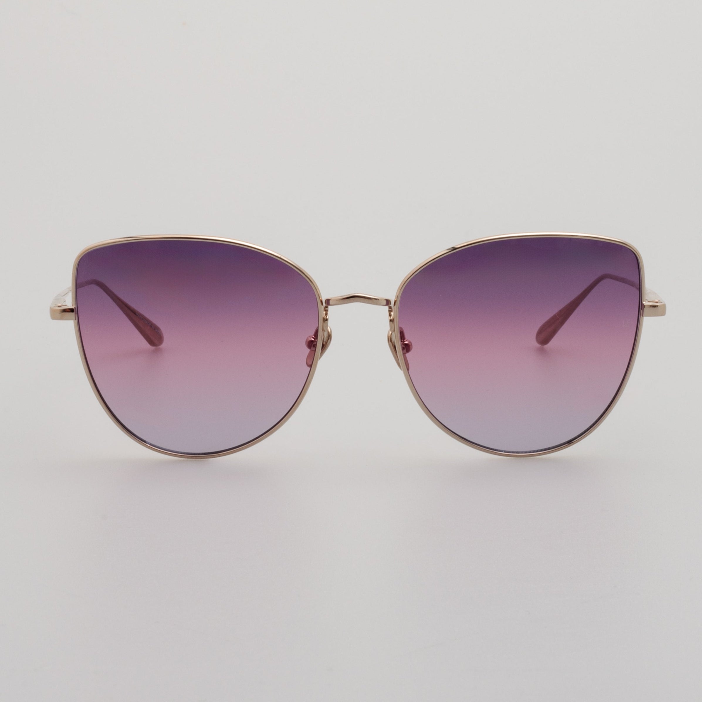 Eloise Cat Eye Sunglasses in 22K Light Gold and Purple