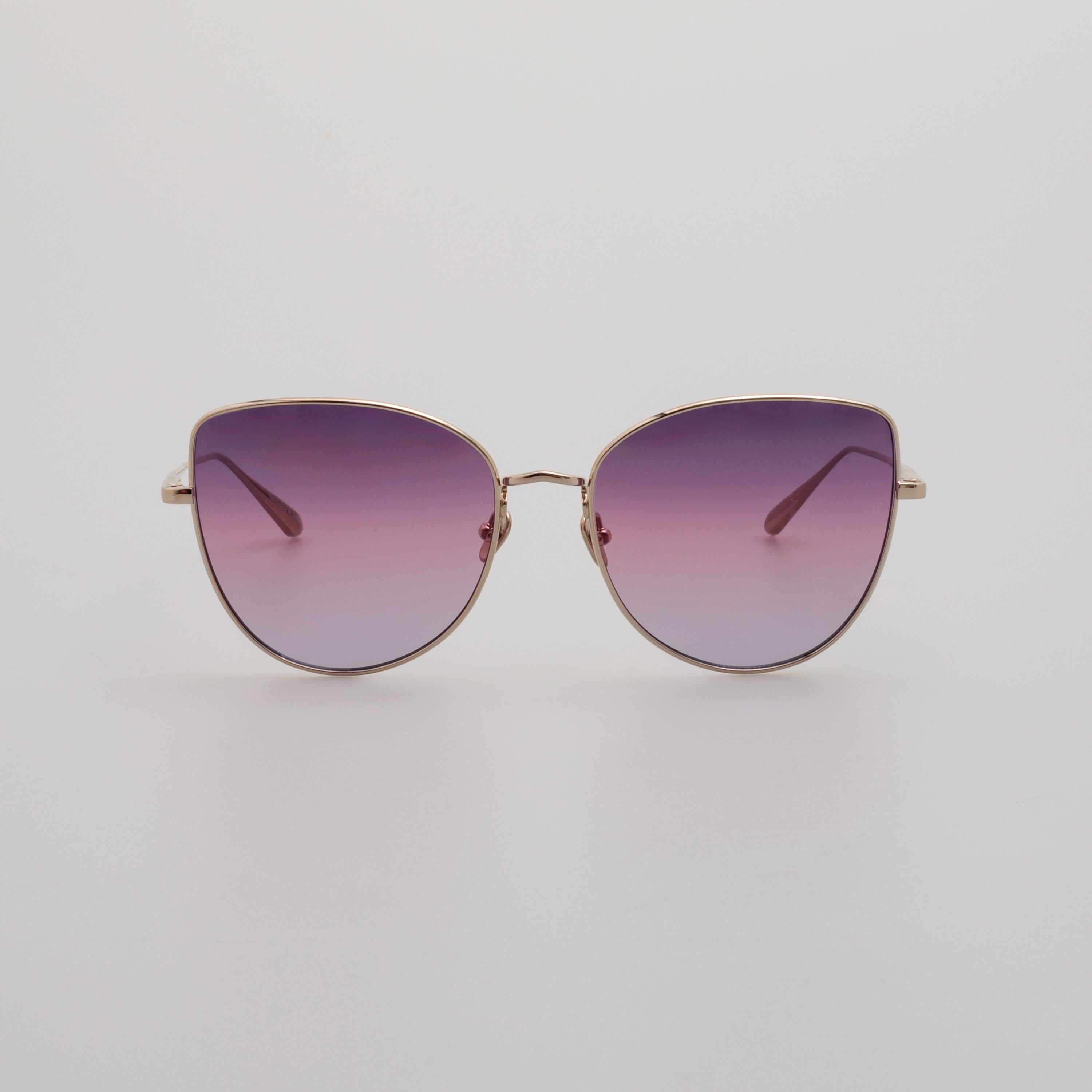 Eloise Cat Eye Sunglasses in Light Gold and Purple