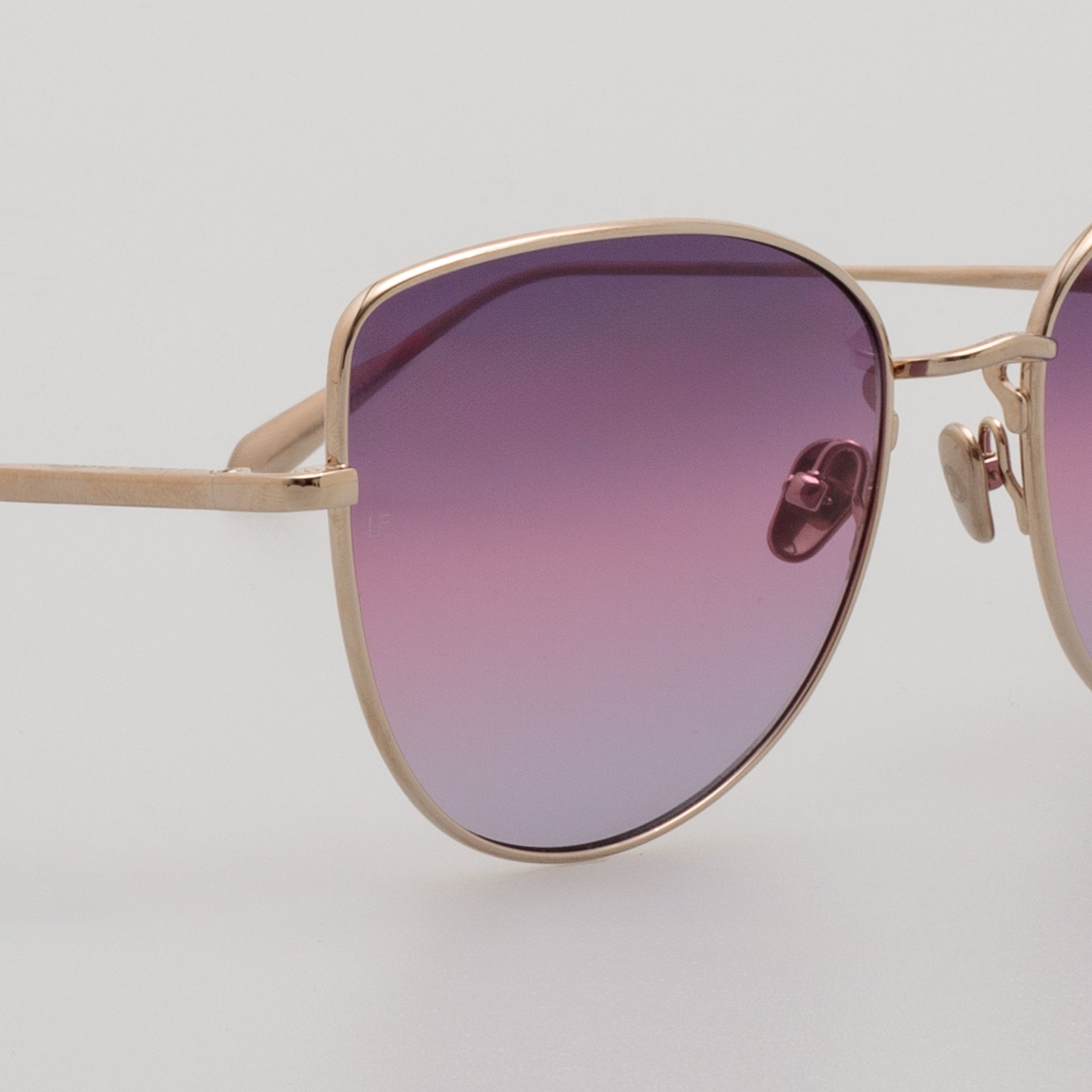 Eloise Cat Eye Sunglasses in Light Gold and Purple