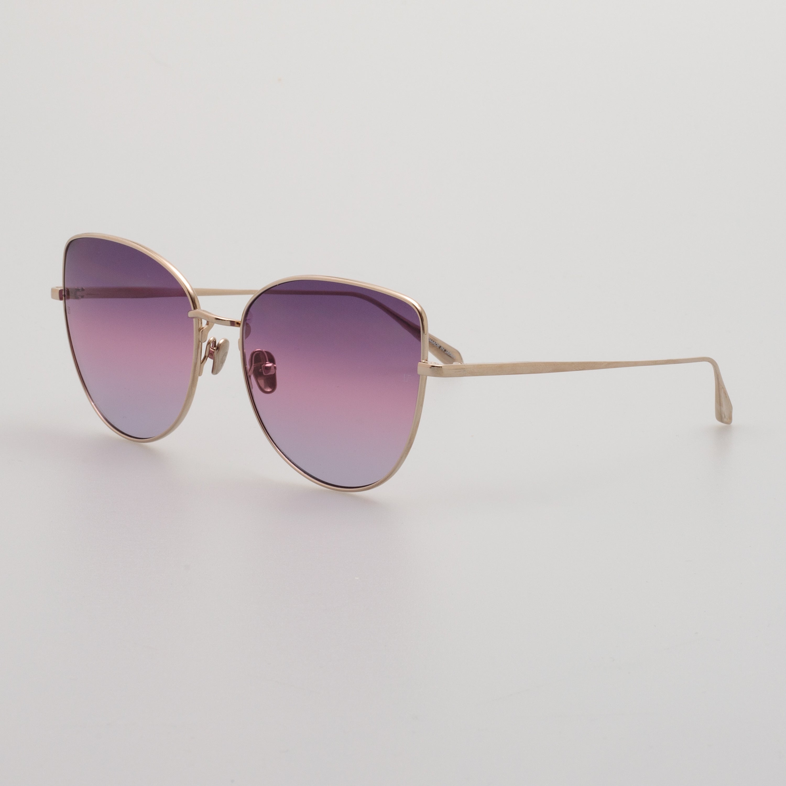 Eloise Cat Eye Sunglasses in Light Gold and Purple