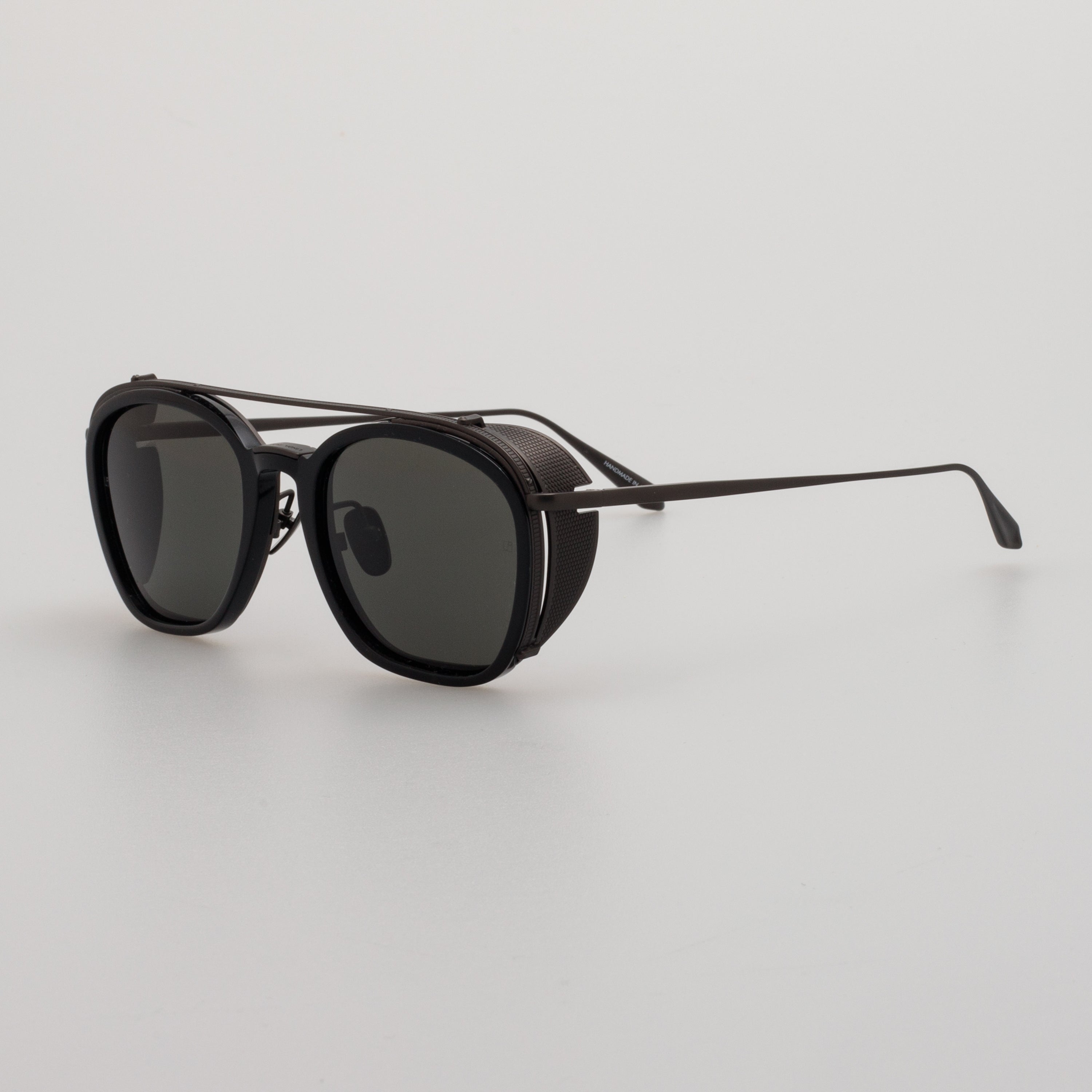 Aston Square Sunglasses in Black and Matt Nickel