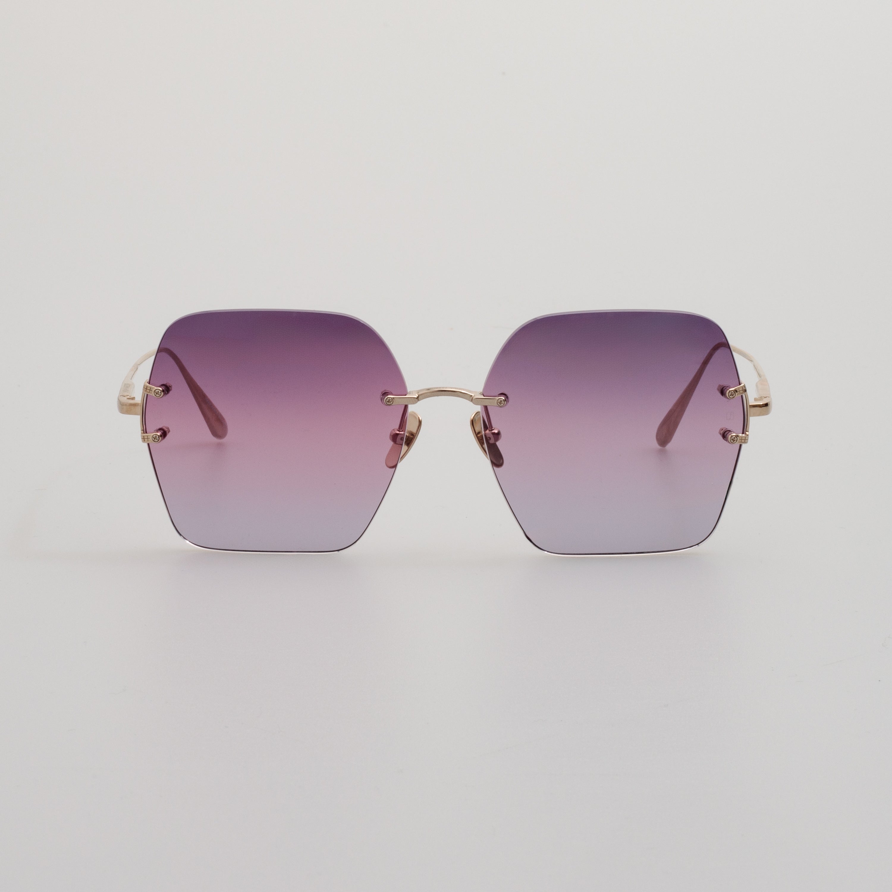 Carina Oversized Sunglasses in Light Gold and Purple