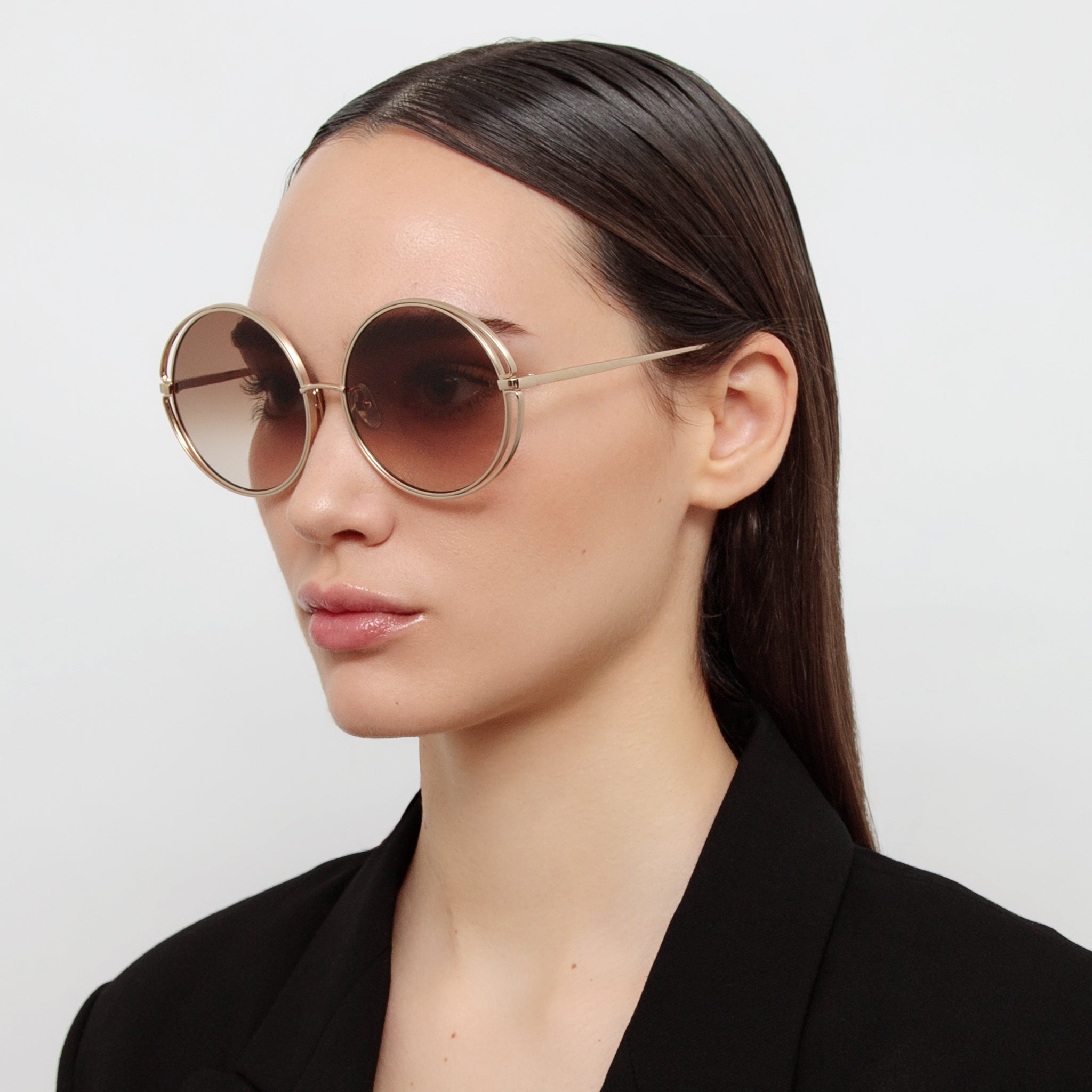 Selene Round Sunglasses in Gradient Mocha