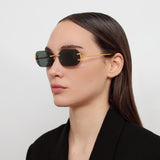 Magali Angular Sunglasses in Yellow Gold