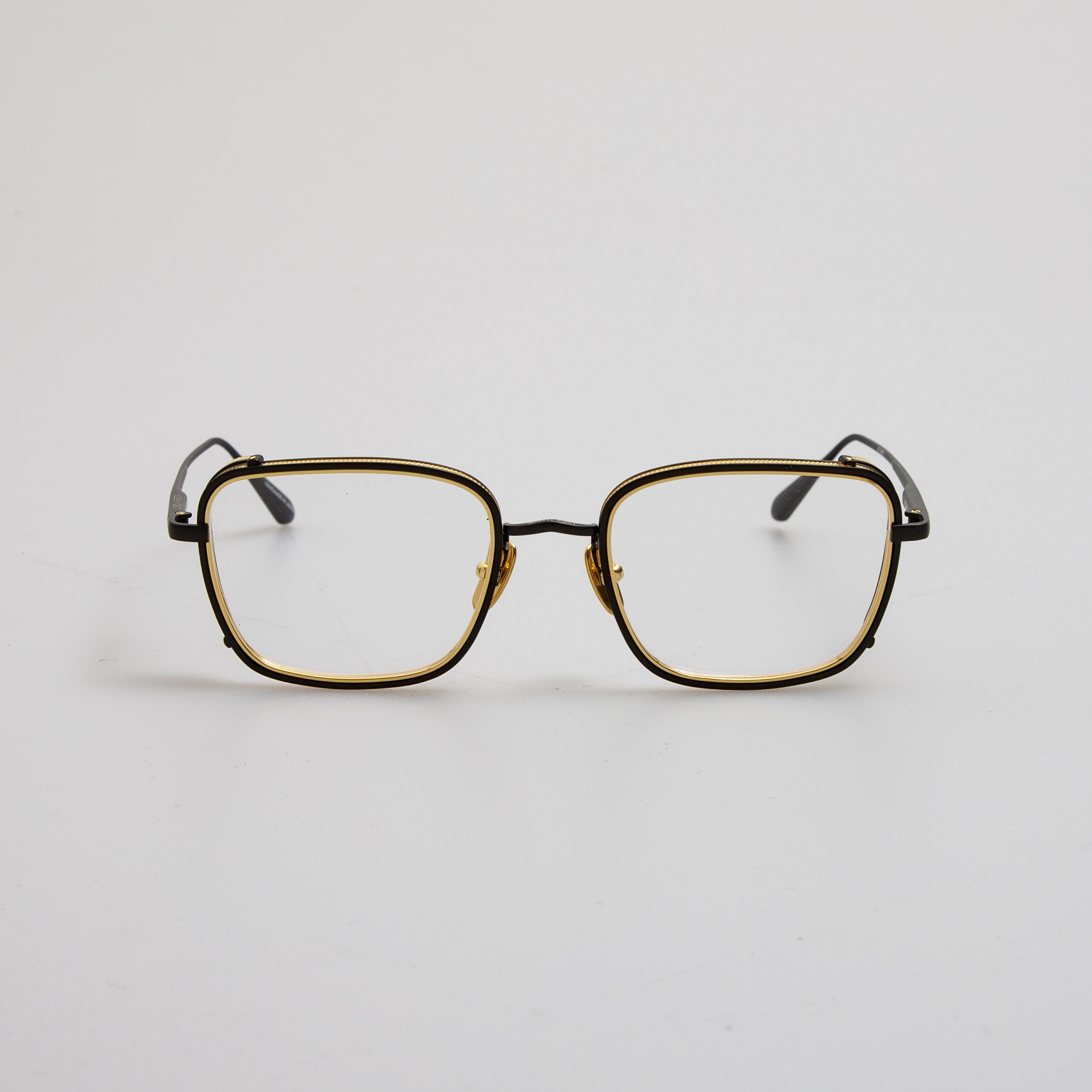 Ofer Rectangular Optical Frame in Matt Nickel and Yellow Gold