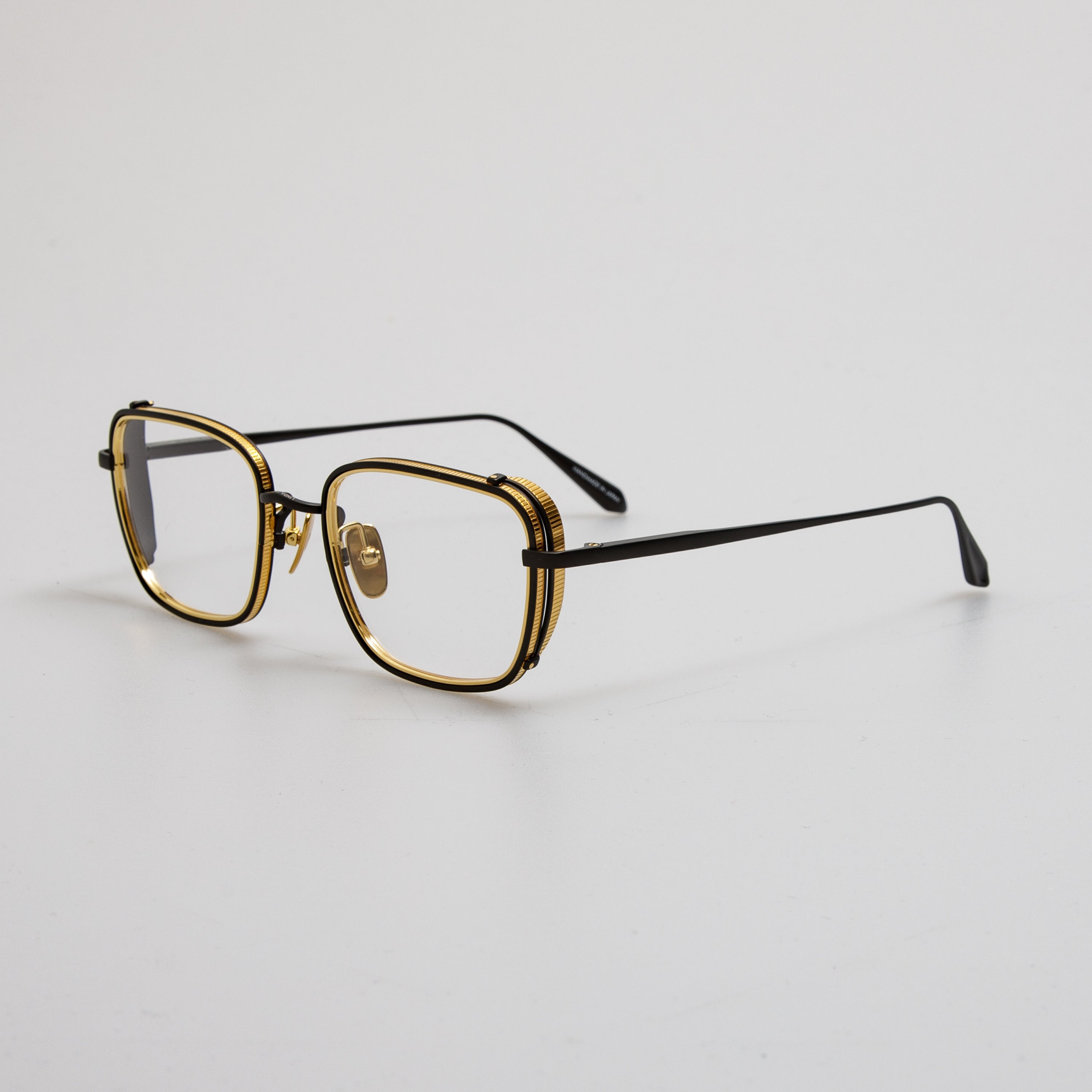 Ofer Rectangular Optical Frame in Matt Nickel and Yellow Gold