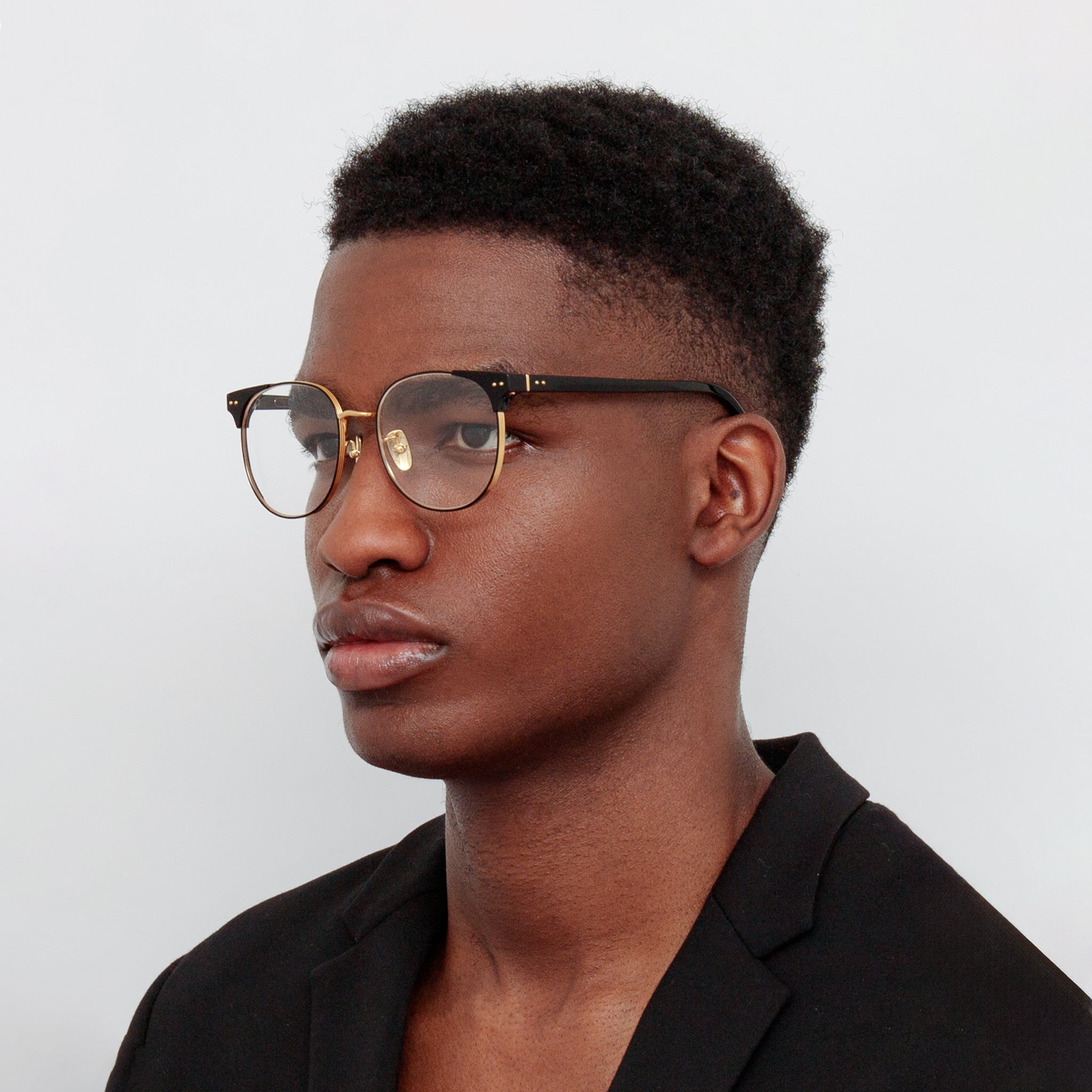 Men's Spence Optical Frame in Black and Yellow Gold