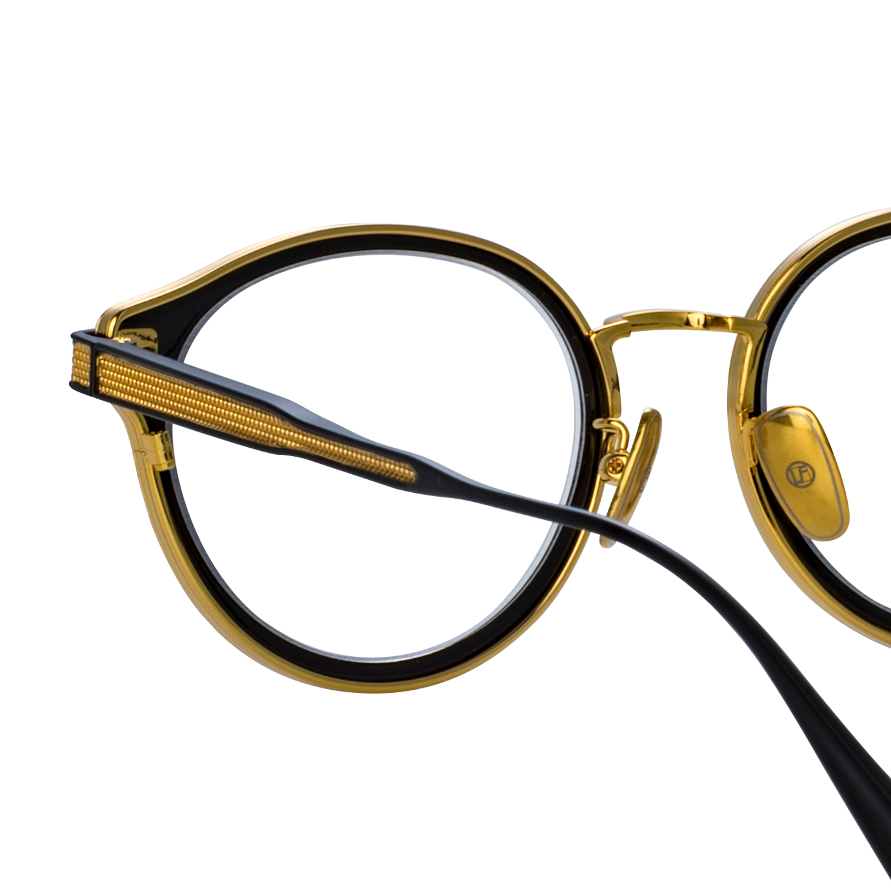 Anthony Oval Optical Frame in Matt Nickel and Yellow Gold