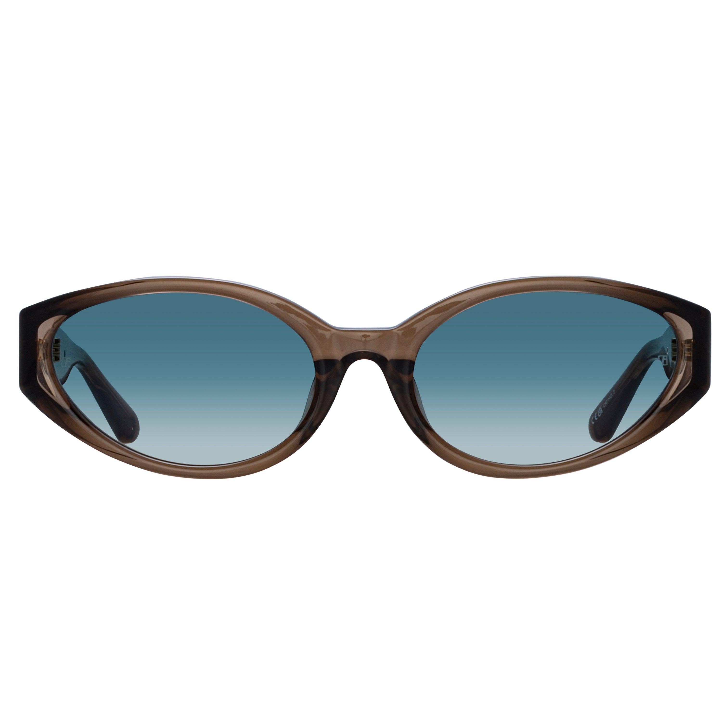 Lyra Oval Sunglasses in Brown and Aqua