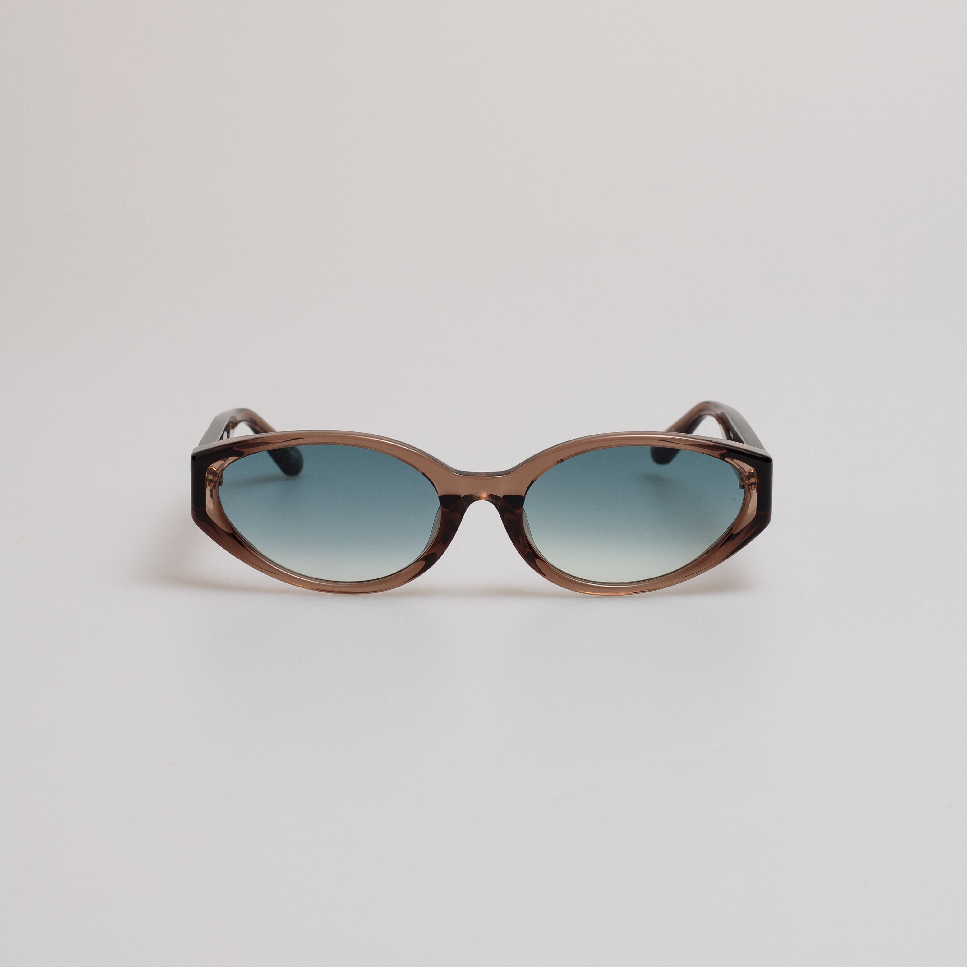 Lyra Oval Sunglasses in Brown and Aqua