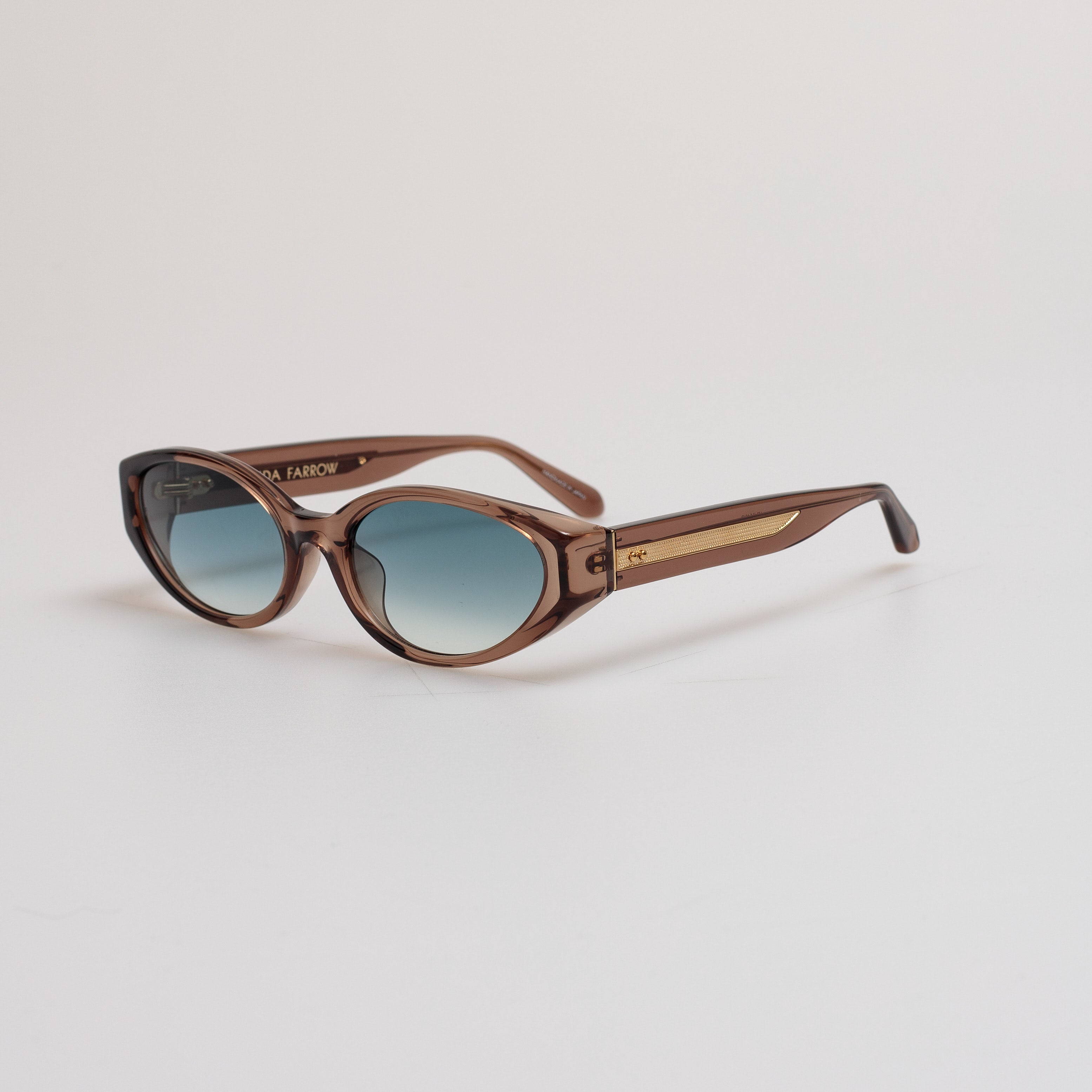 Lyra Oval Sunglasses in Brown and Aqua