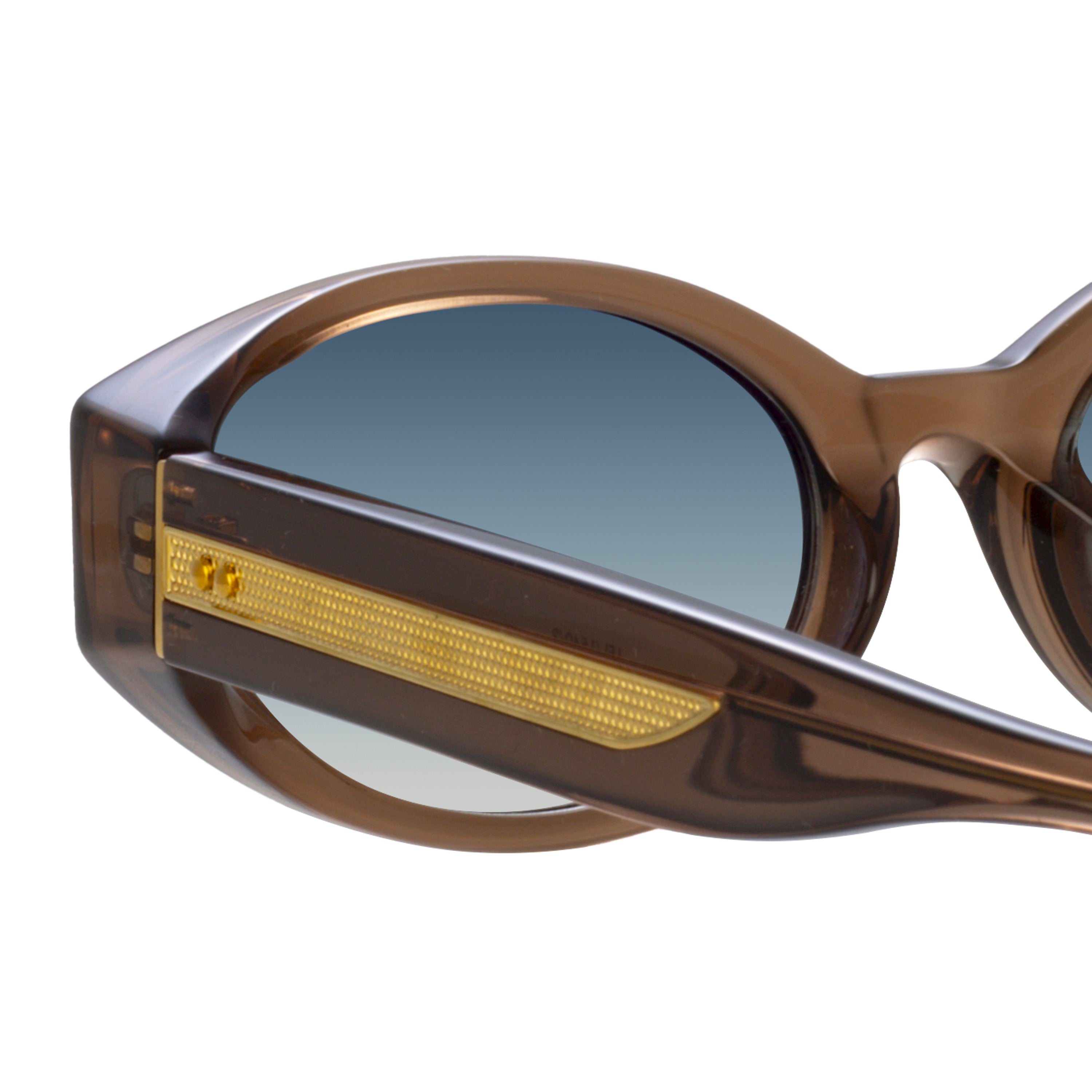 Lyra Oval Sunglasses in Brown and Aqua