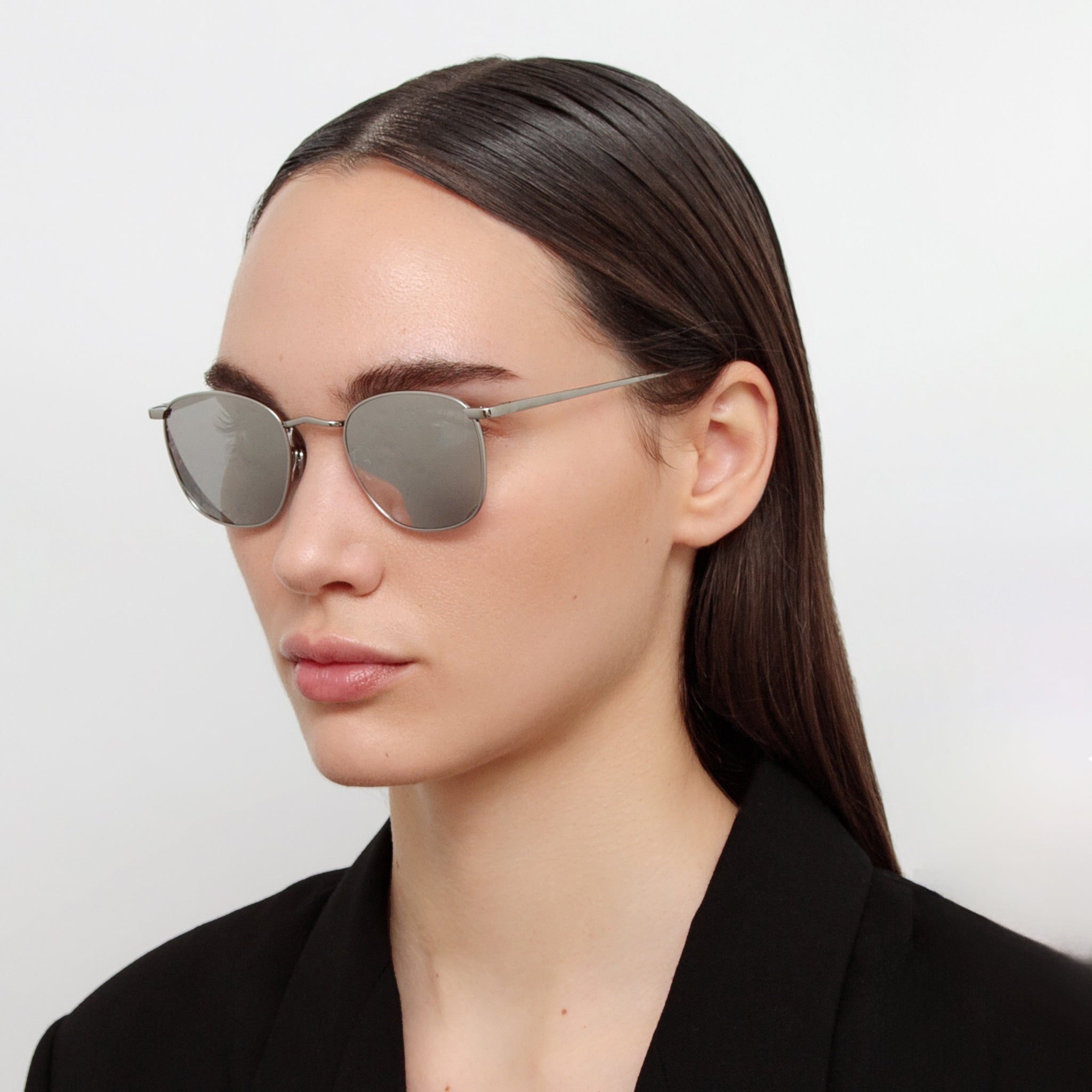 Simon Square Sunglasses in White Gold Frame