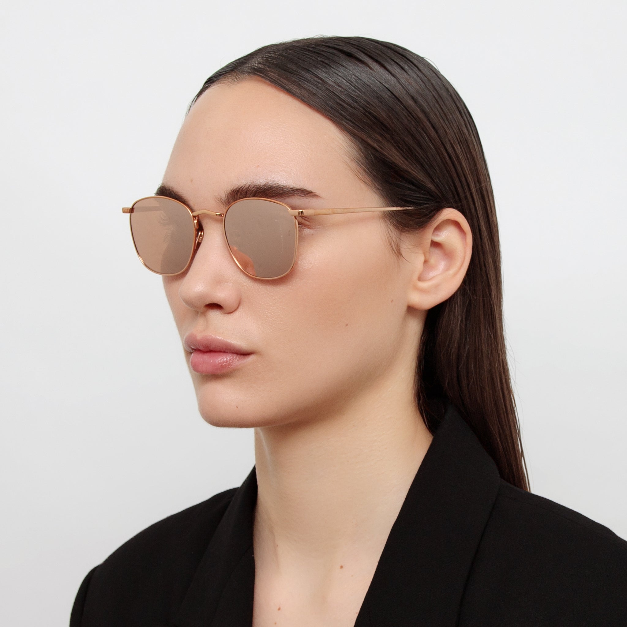 Simon Square Sunglasses in Rose Gold Frame