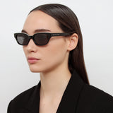 Medium Cat Eye Sunglasses in Black and Crystals