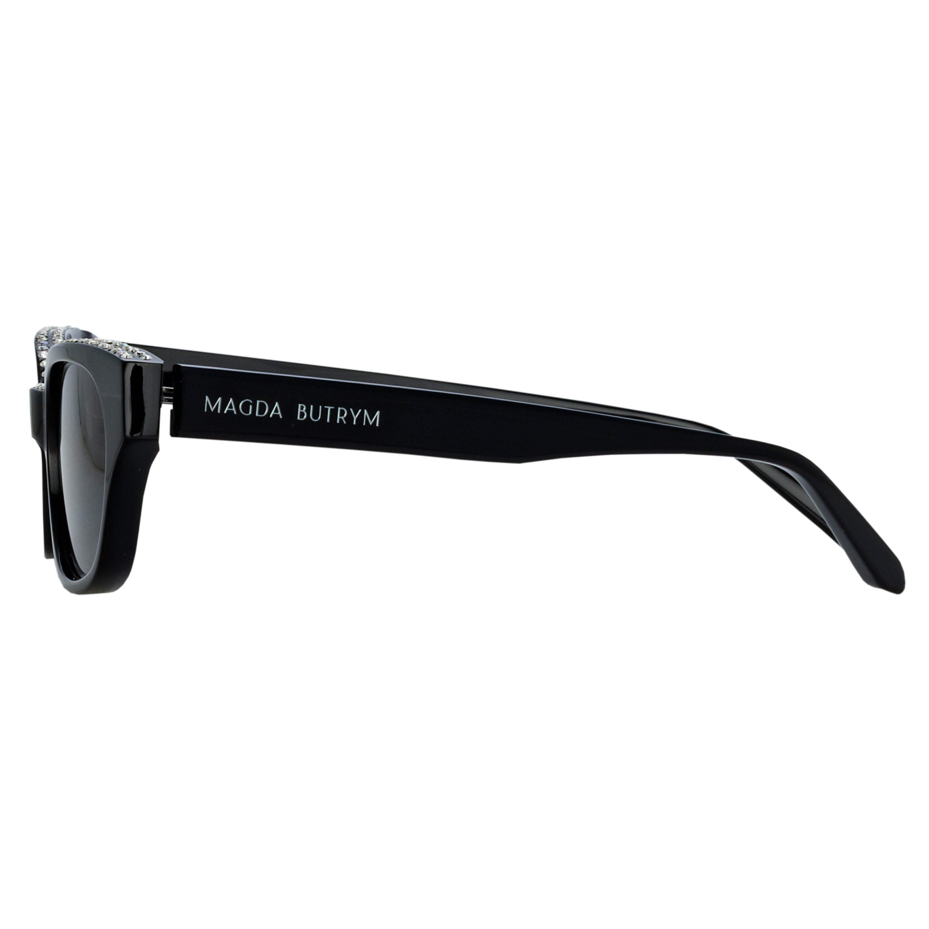 Medium Cat Eye Sunglasses in Black and Crystals