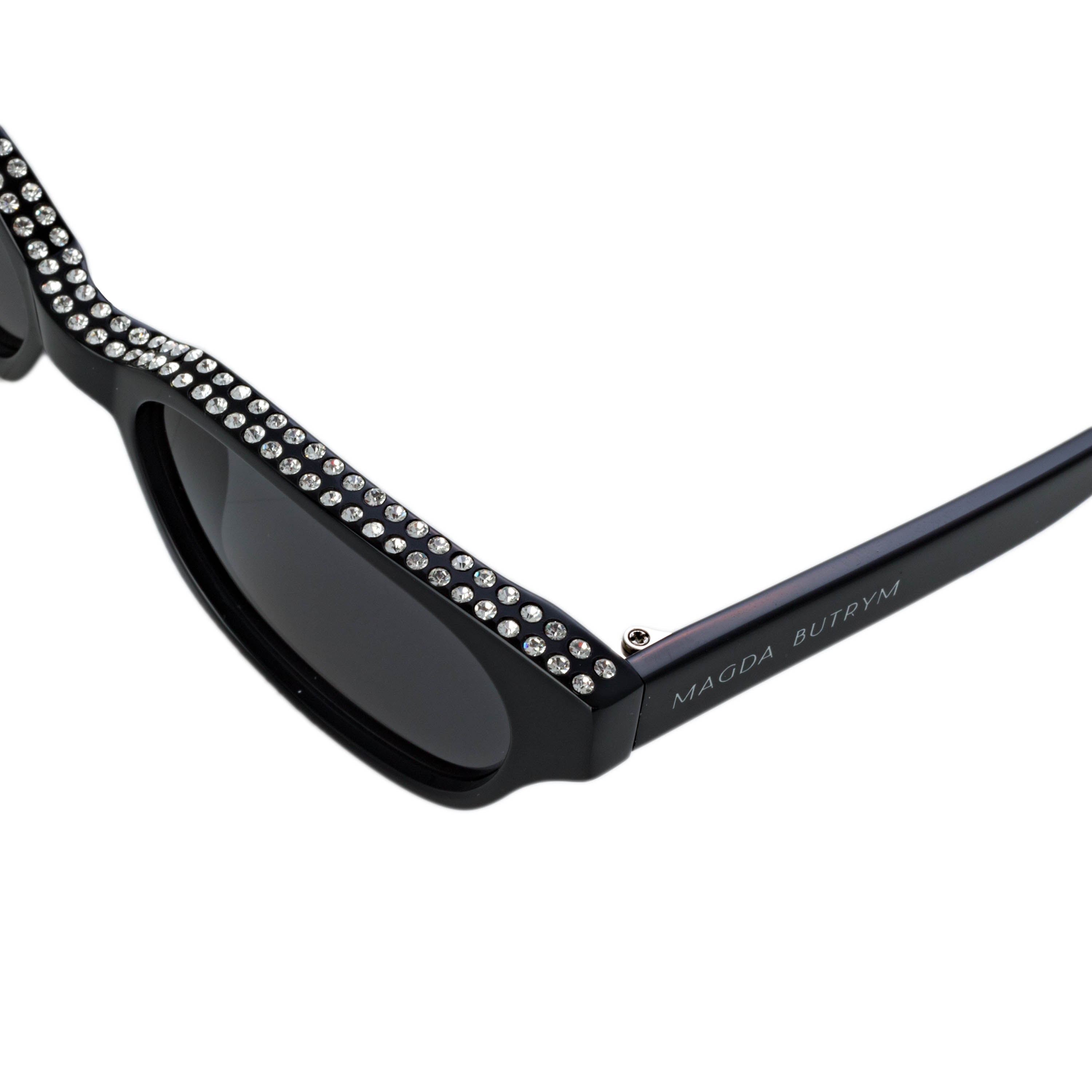 Medium Cat Eye Sunglasses in Black and Crystals