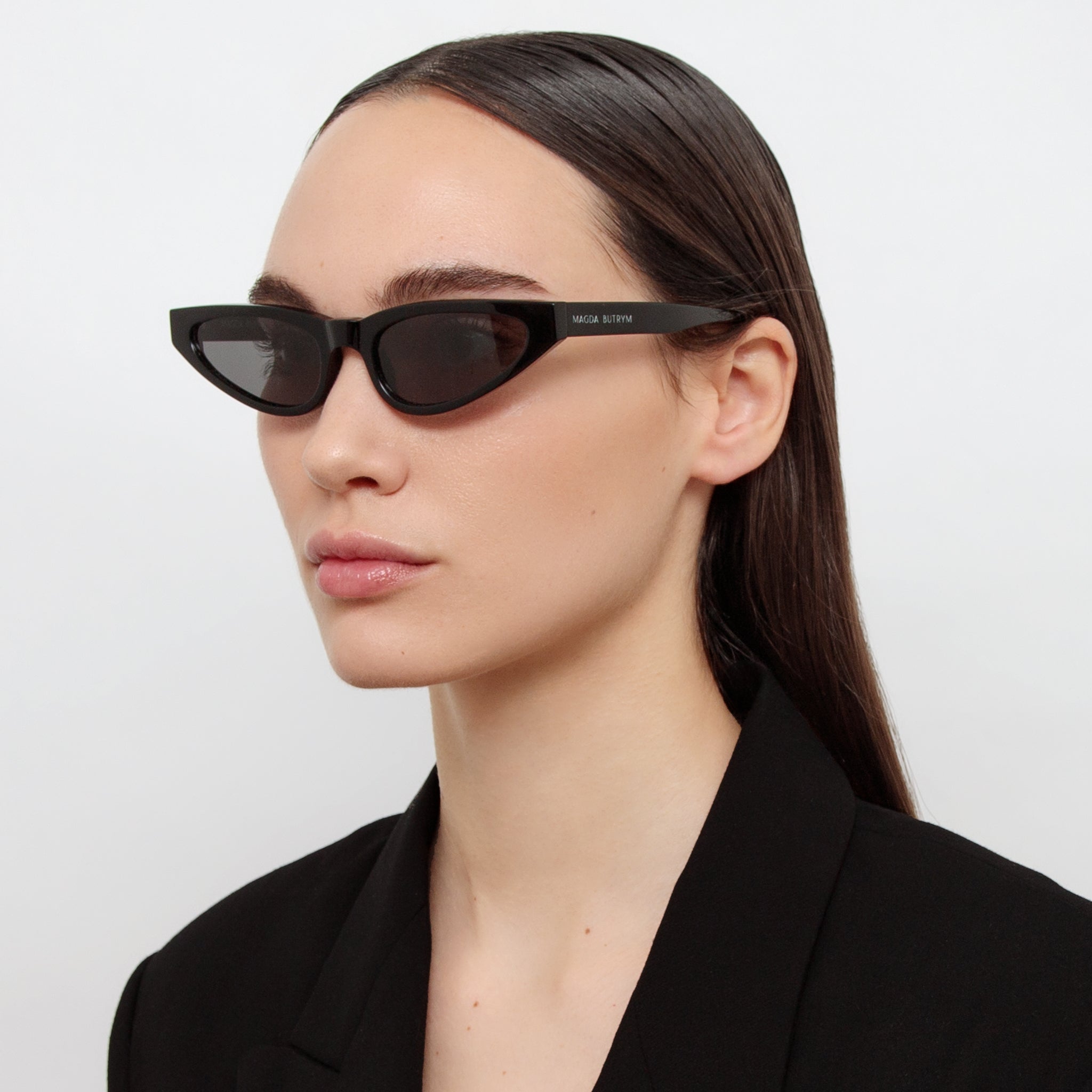 Slim Cat Eye Sunglasses in Black