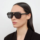 Magda Butrym Aviator Sunglasses in Black and Crystals