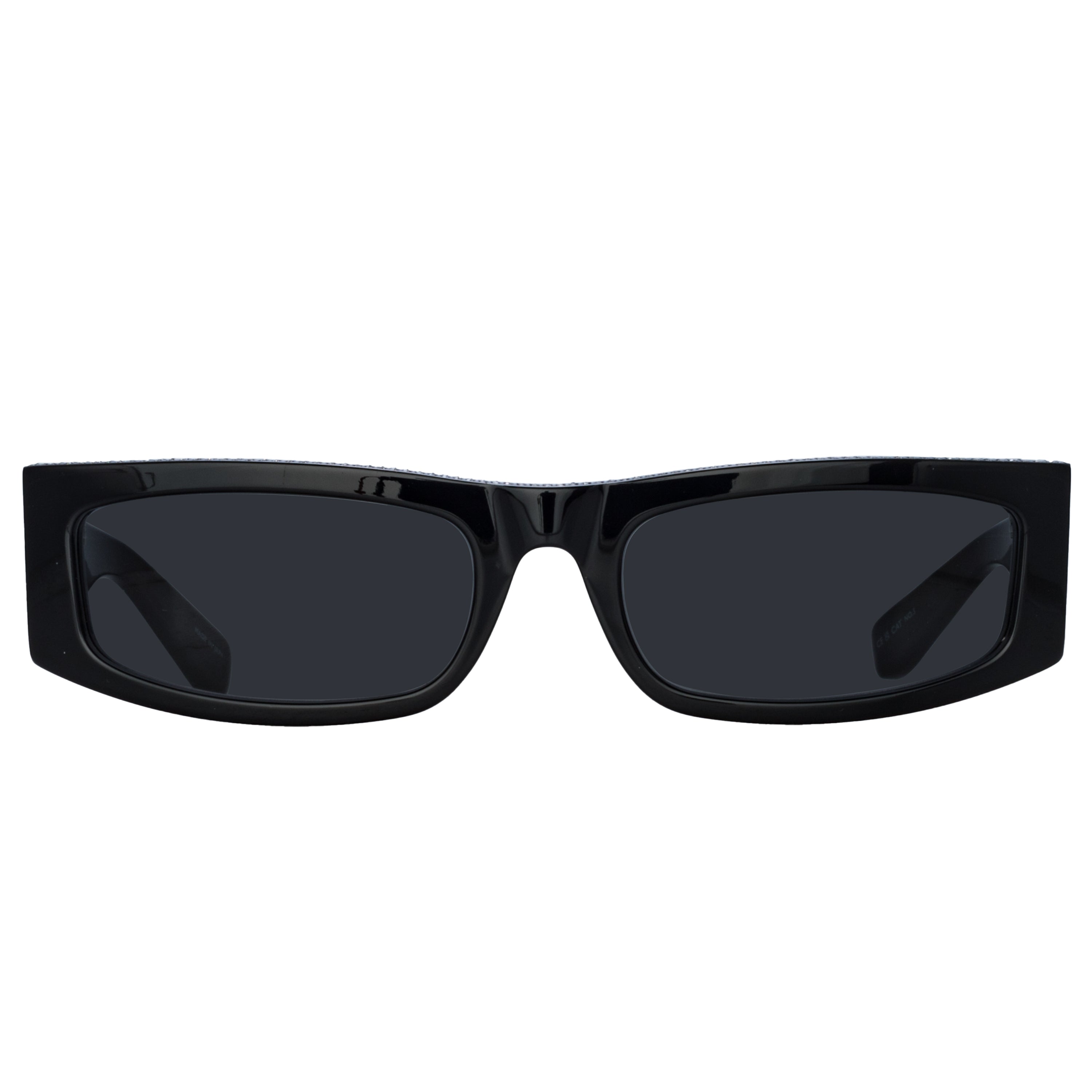 Rectangular Sunglasses in Black and Crystals