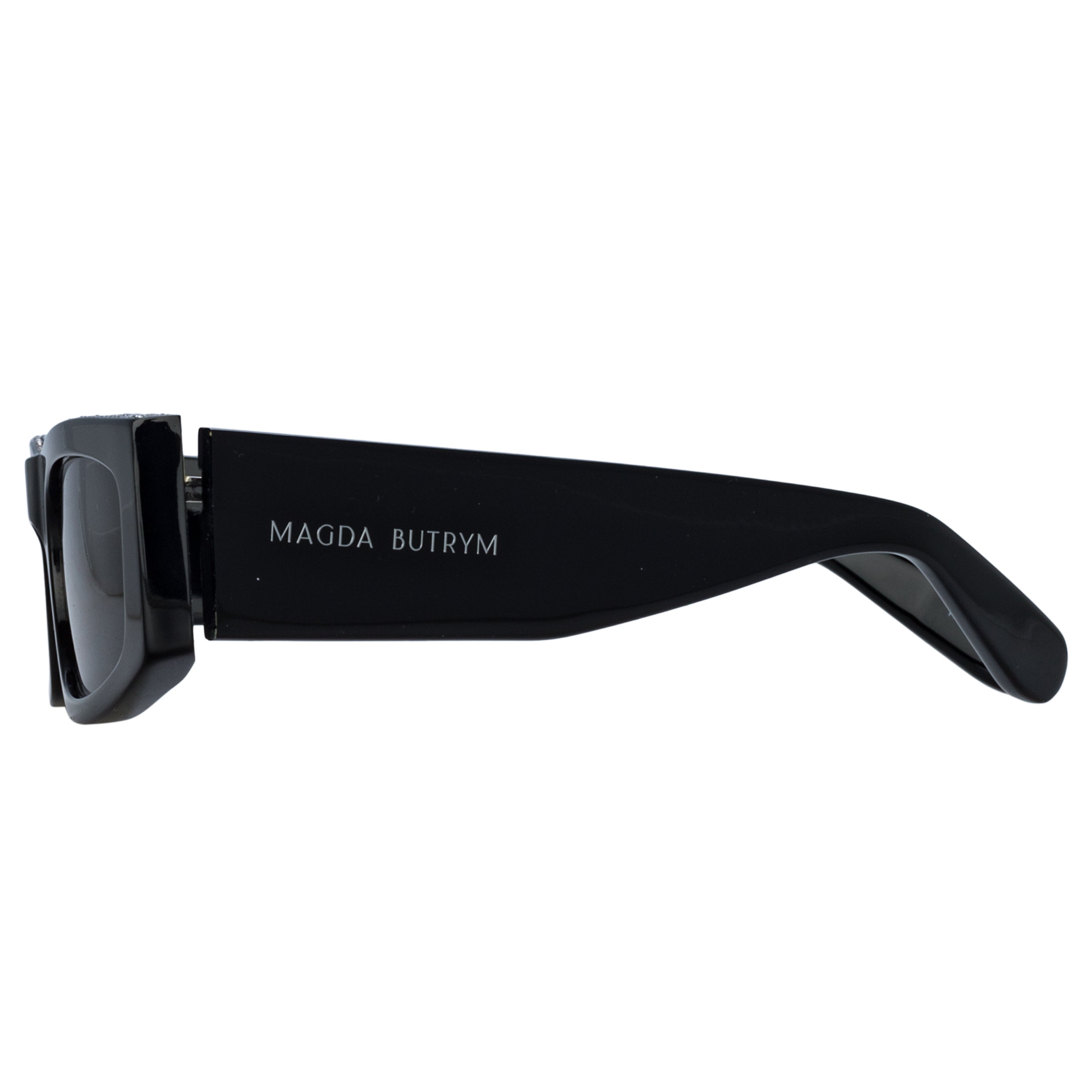 Rectangular Sunglasses in Black and Crystals