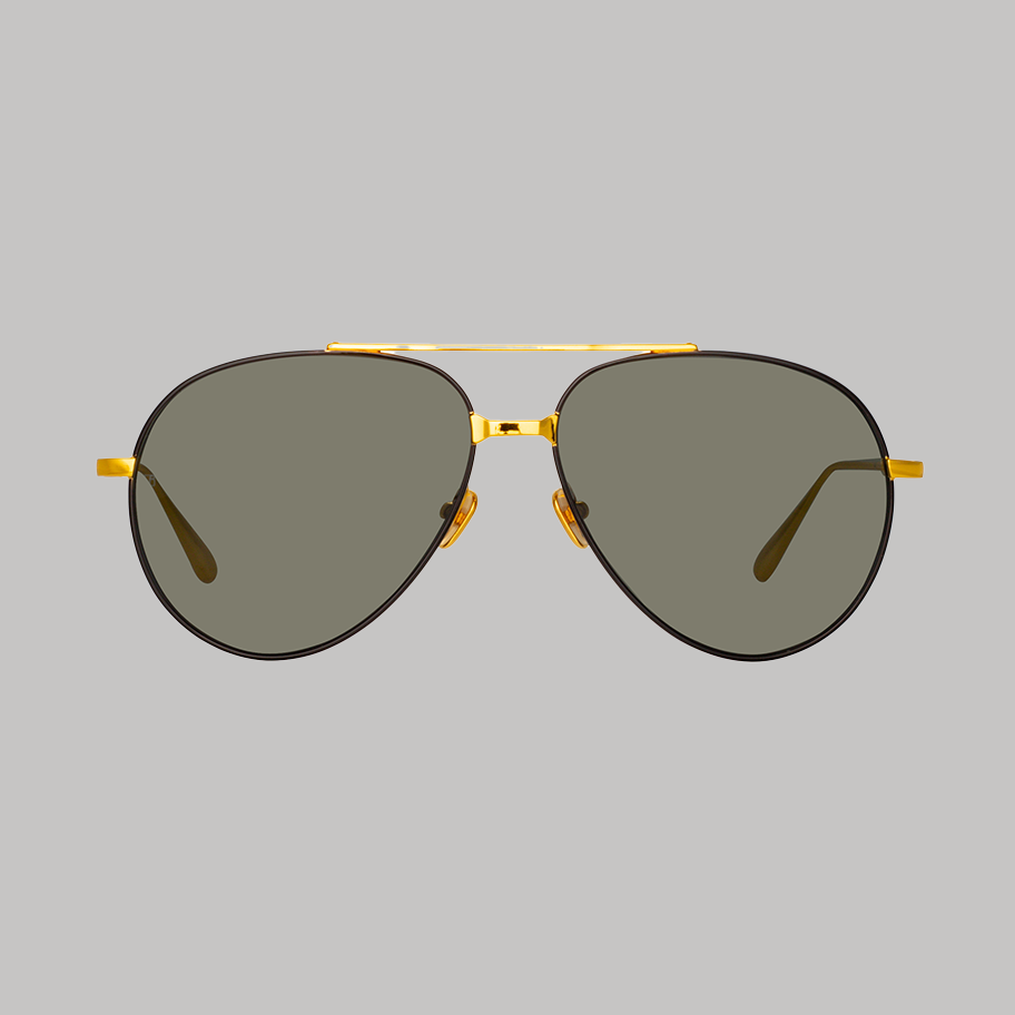 Marcelo Sunglasses in Black and 22K Yellow Gold