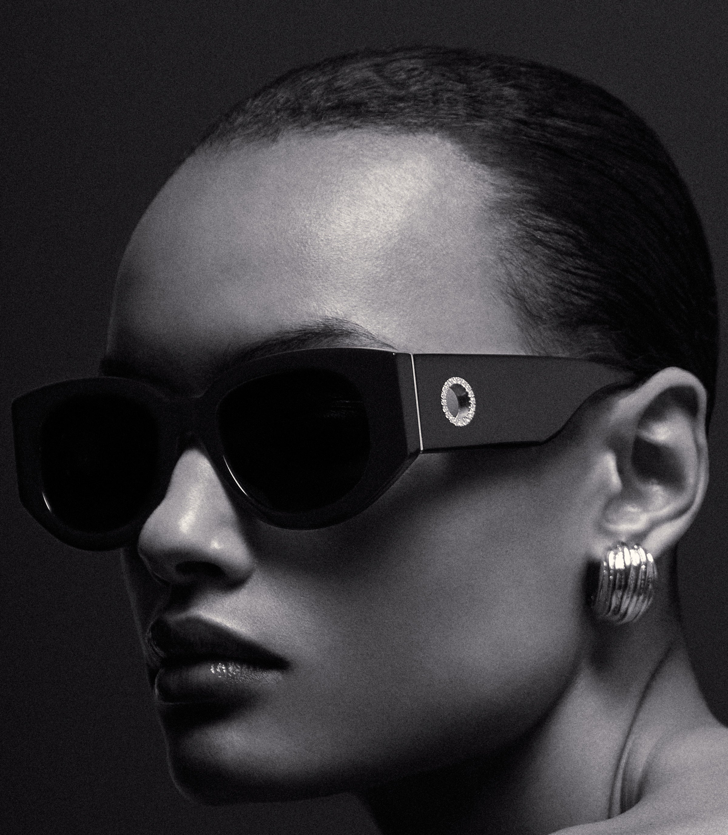 Debbie Sunglasses in Black with Diamonds and 22K Gold