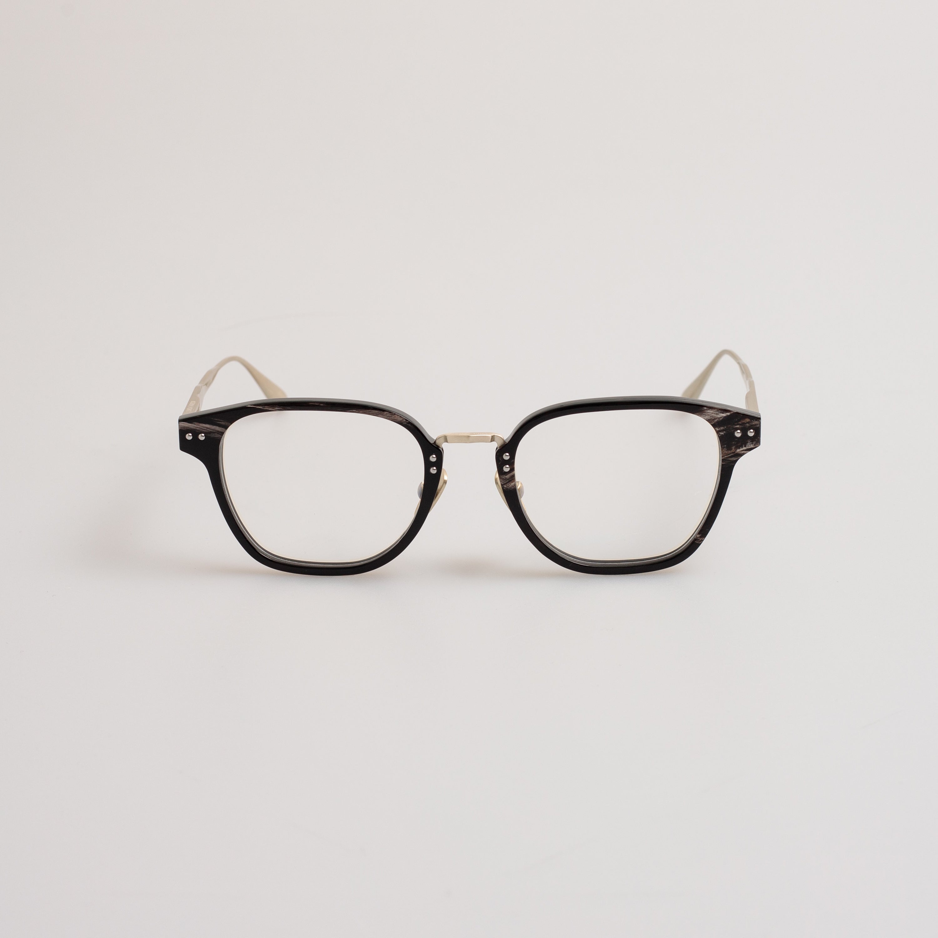 Jeffrey Optical Frame in Black Horn and Silver