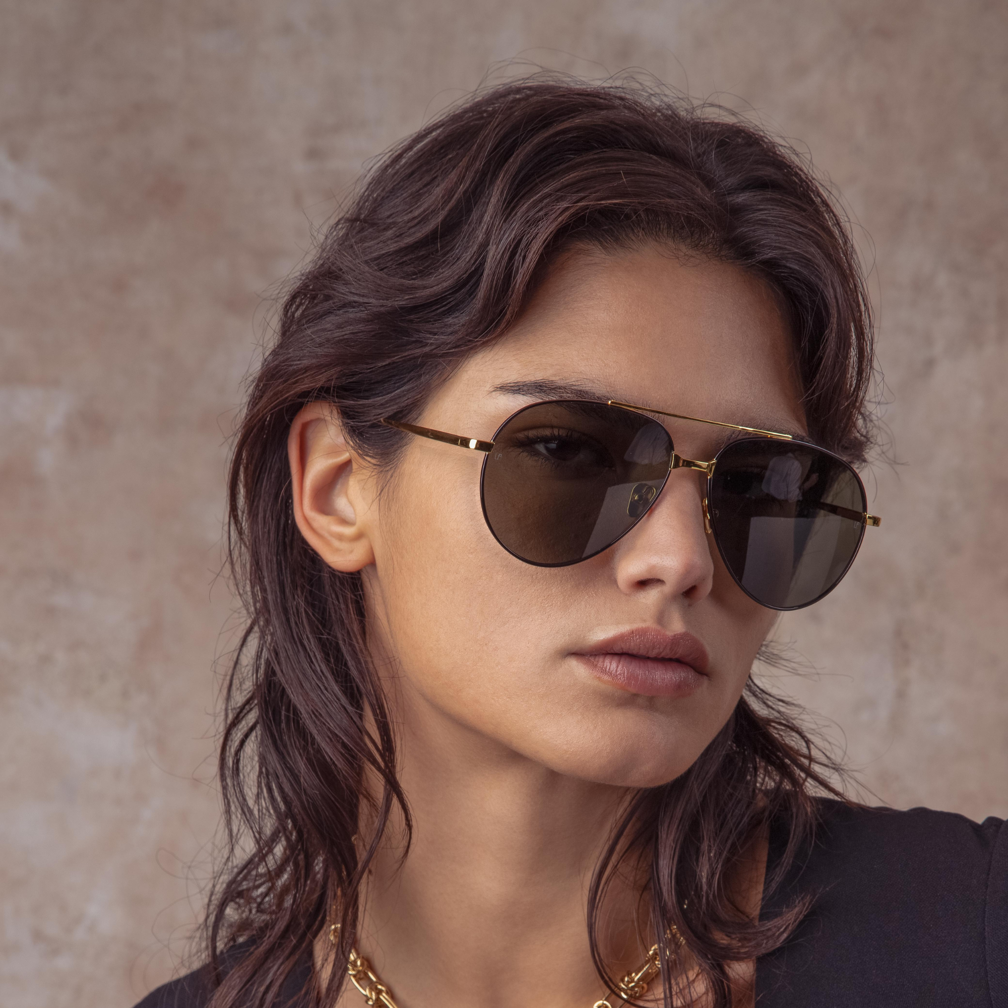 Marcelo Sunglasses in Black and Yellow Gold