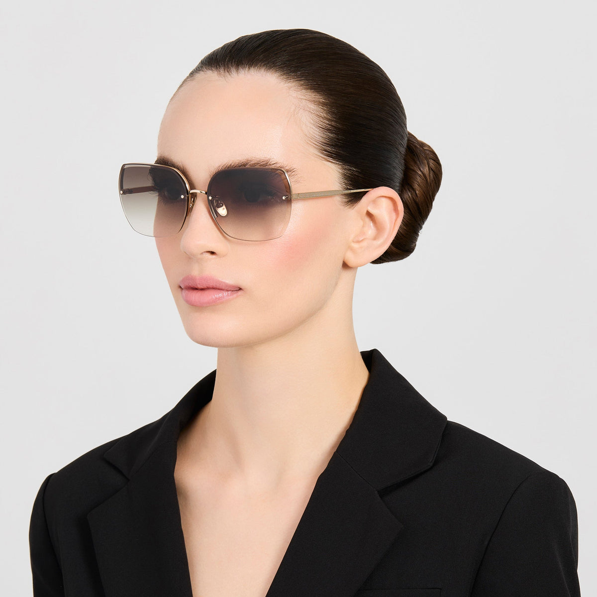 Ada Sunglasses in 22K Gold and Mocha - LINDA FARROW-Sunglasses-