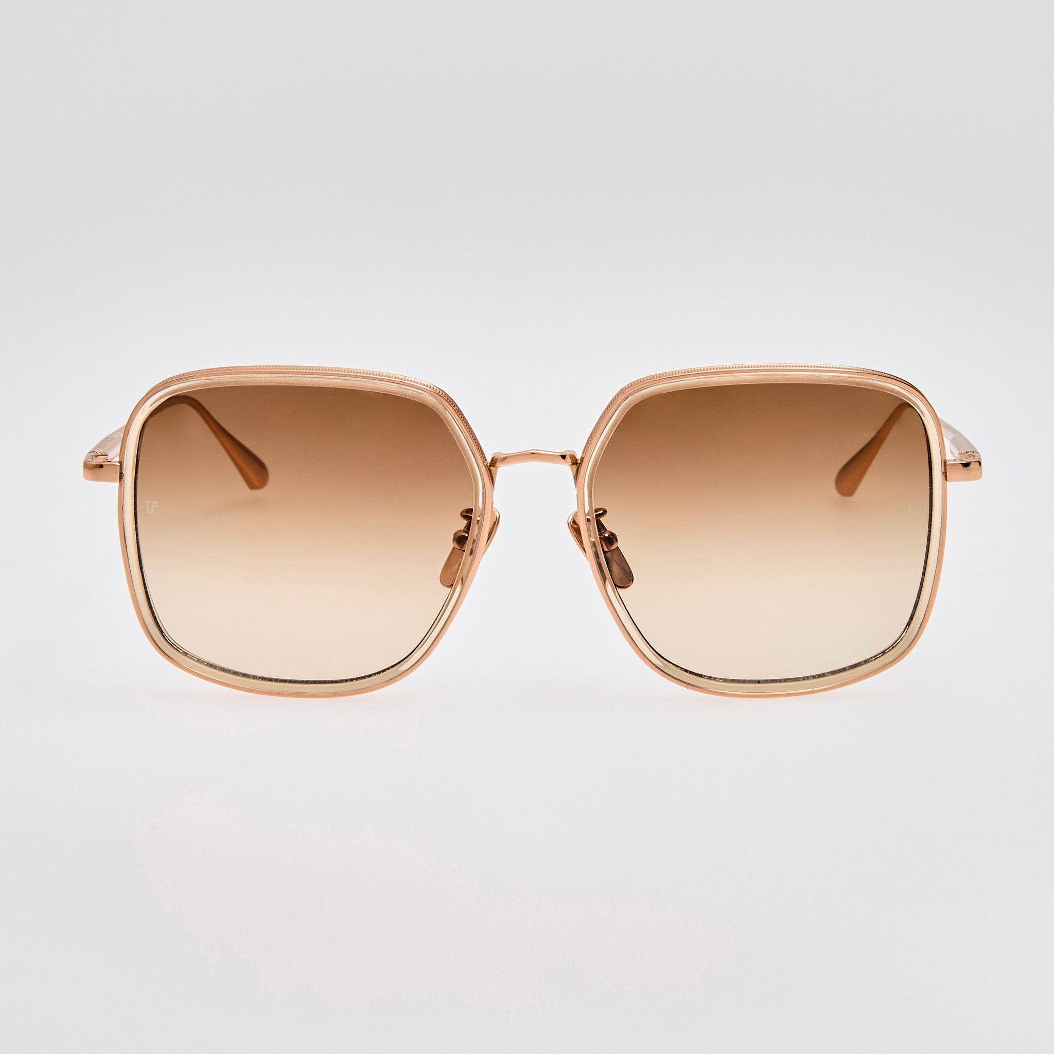 Alicia Sunglasses in 18K Gold and Camel - LINDA FARROW - Sunglasses - 