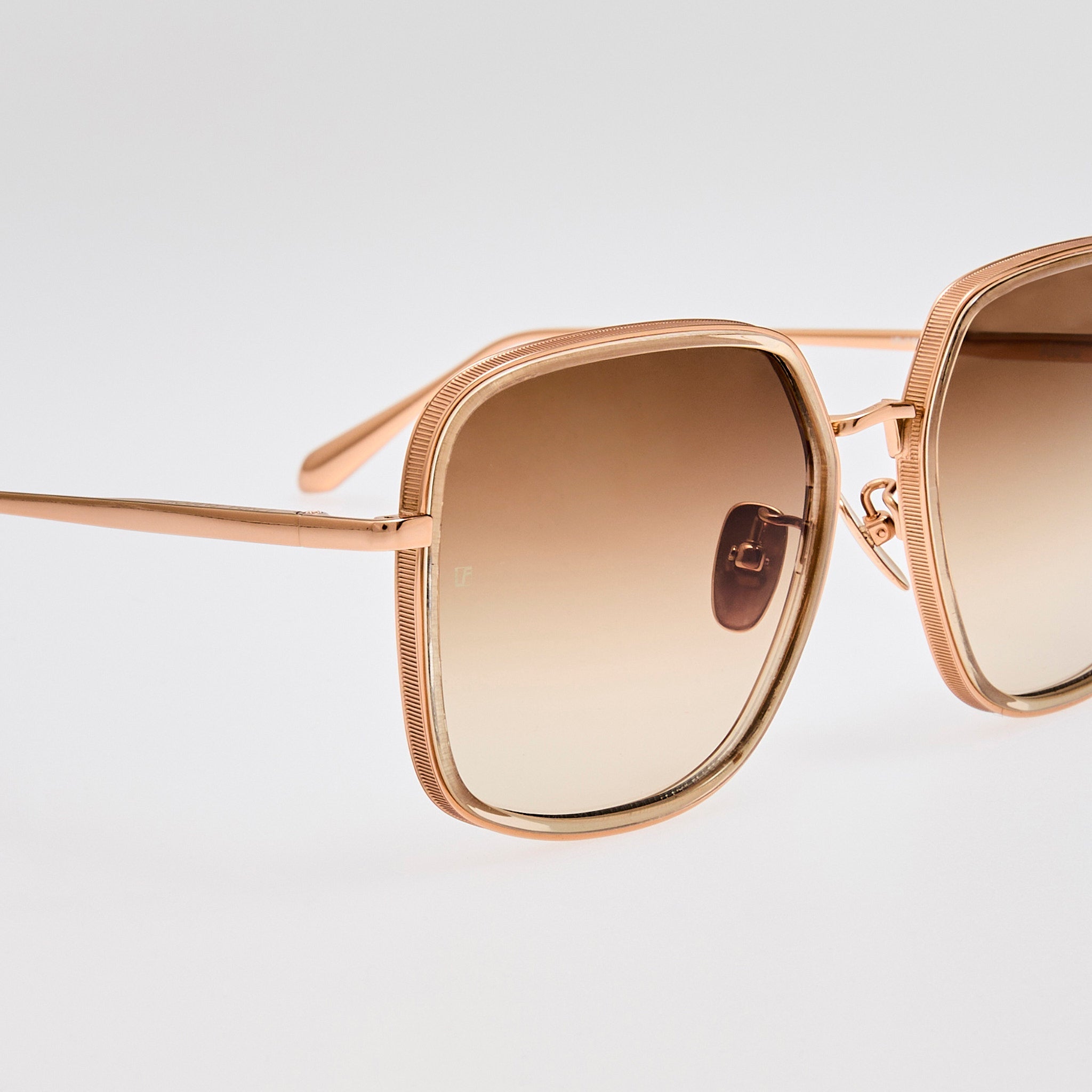 Alicia Sunglasses in 18K Gold and Camel - LINDA FARROW - Sunglasses - 