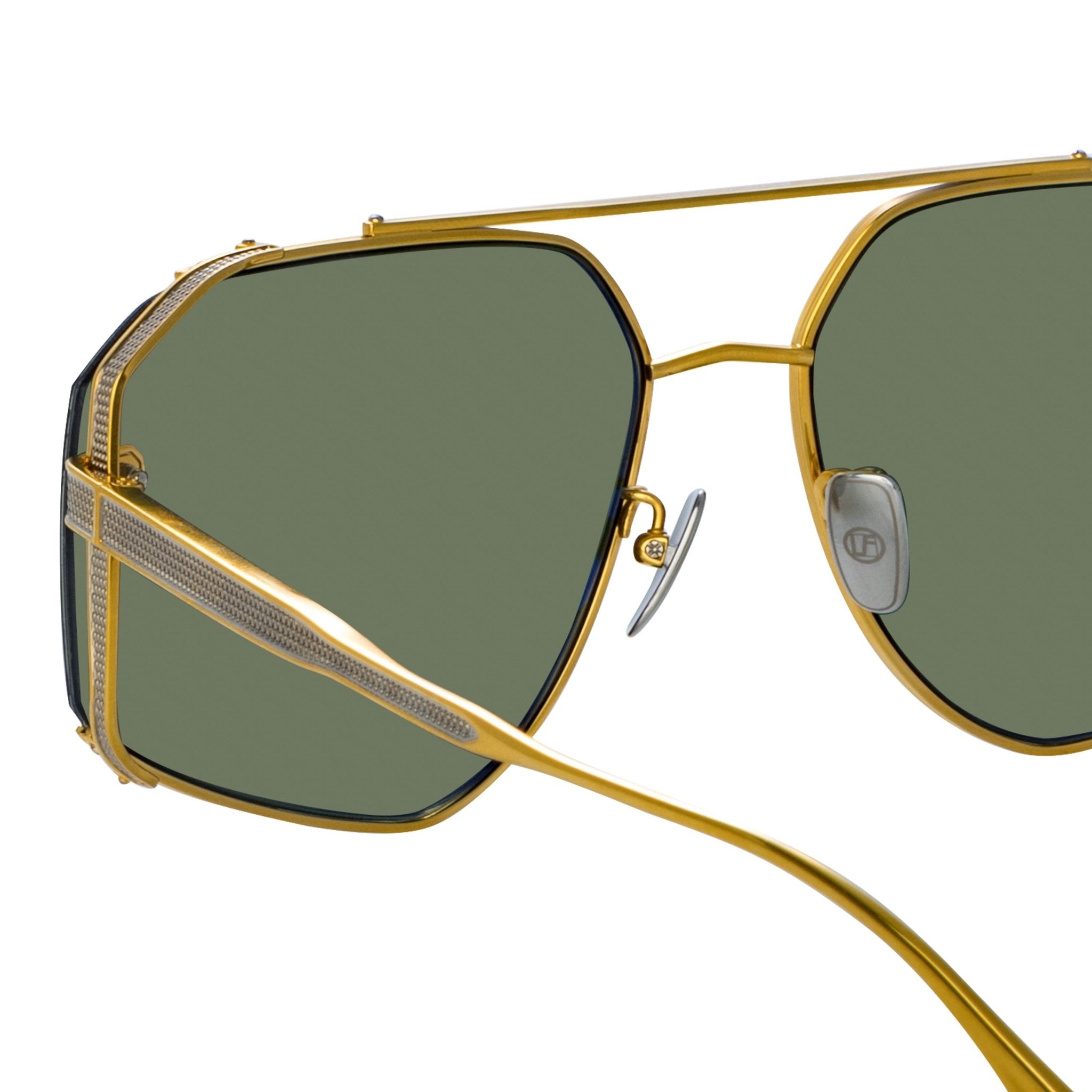 Amar Sunglasses in 22K Gold and Green - LINDA FARROW - Sunglasses - 