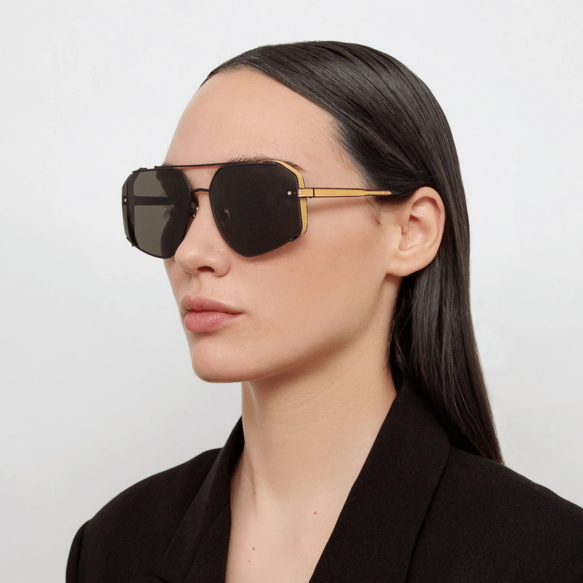 Amar Sunglasses in Matt Nickel - LINDA FARROW - Sunglasses - 