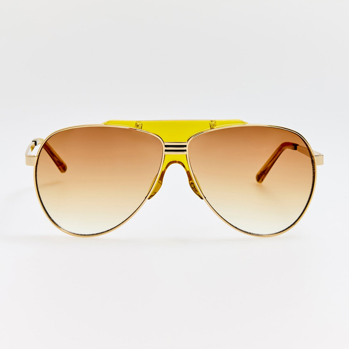 Amelia Sunglasses in Gold and Mustard | LINDA FARROW Luxury  display picture 1