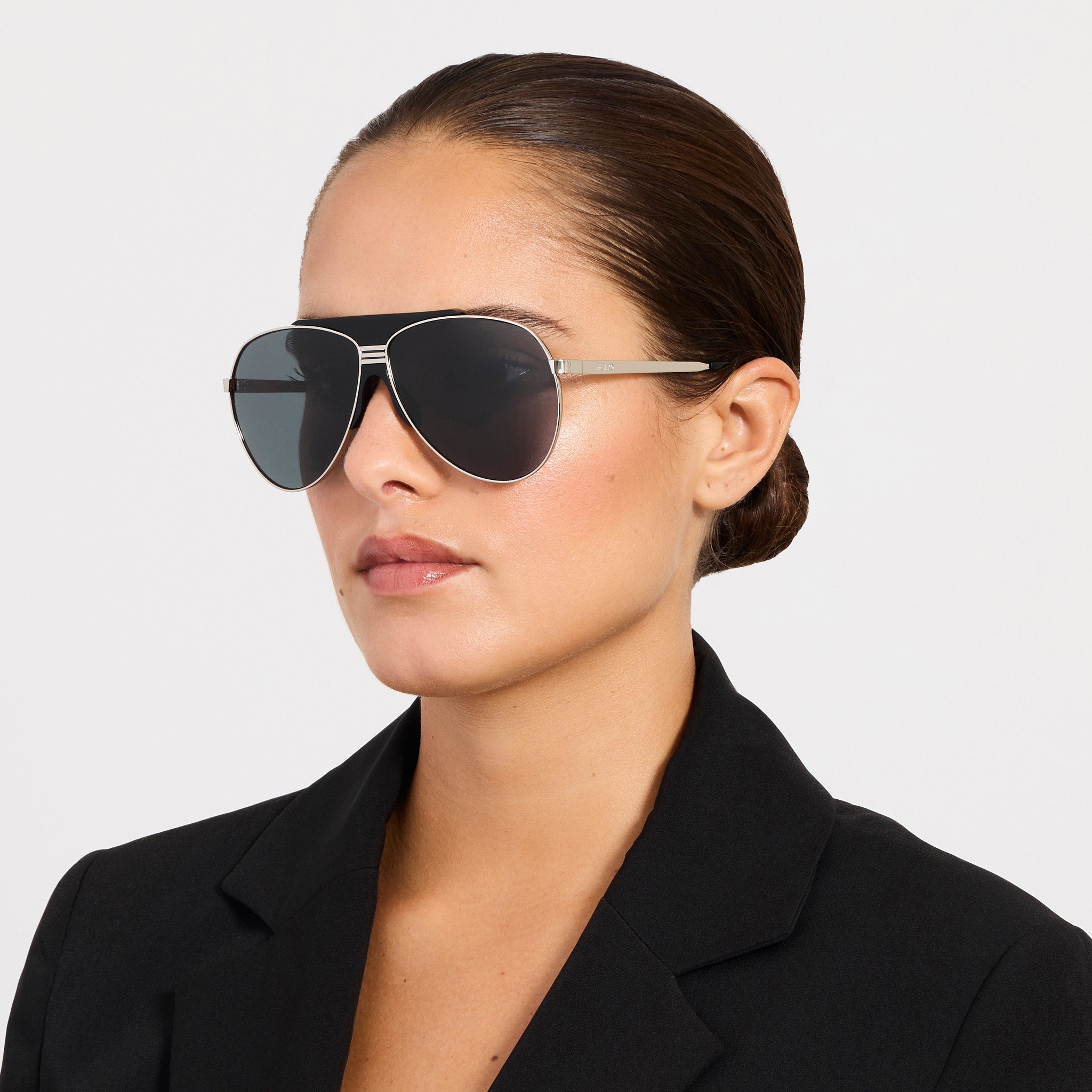Amelia Sunglasses in Silver and Grey - LINDA FARROW-Sunglasses-